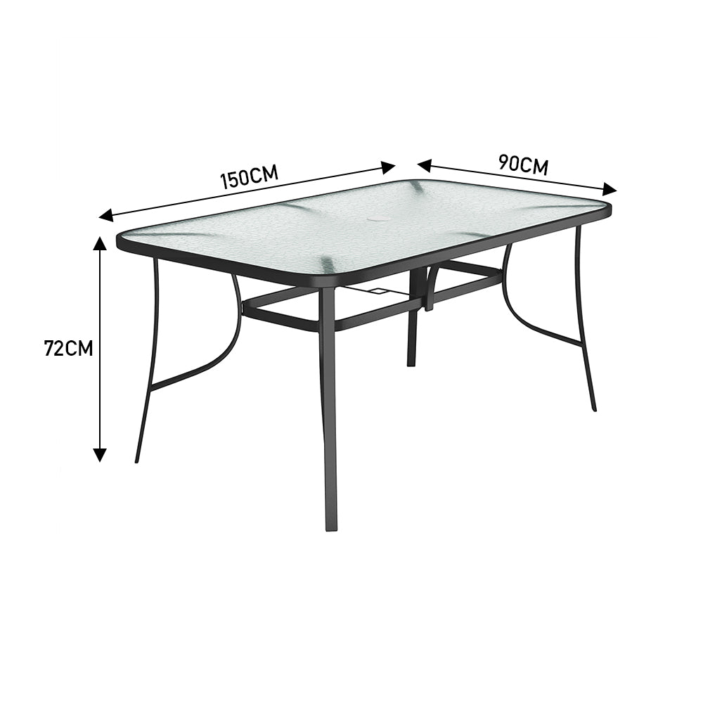 Rectangular Garden Metal Table with Parasol Hole