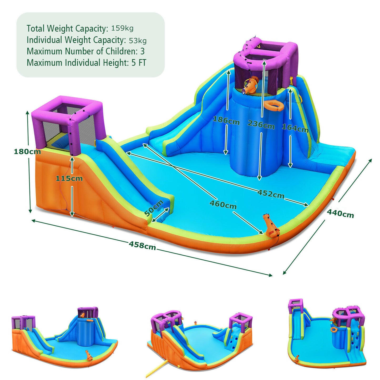 Inflatable Double Water Slides with Splash Pool