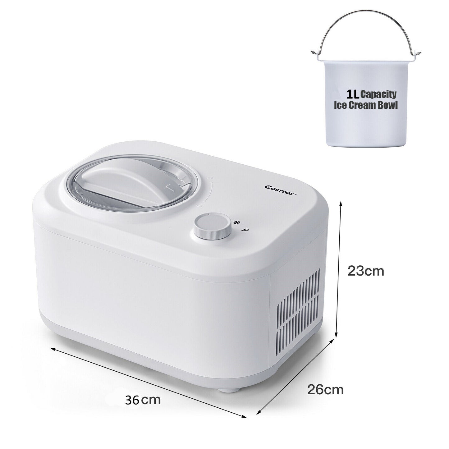 Automatic Electric Ice Cream Maker with 3 Modes-White