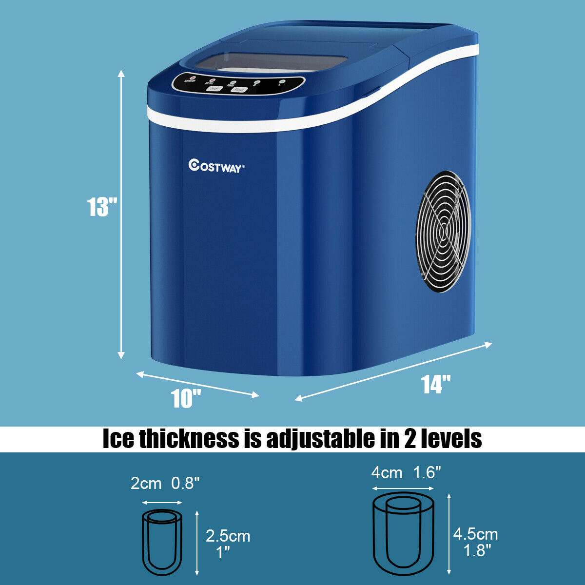 2.2ltr Automatic Electric Ice Cube Maker-Blue
