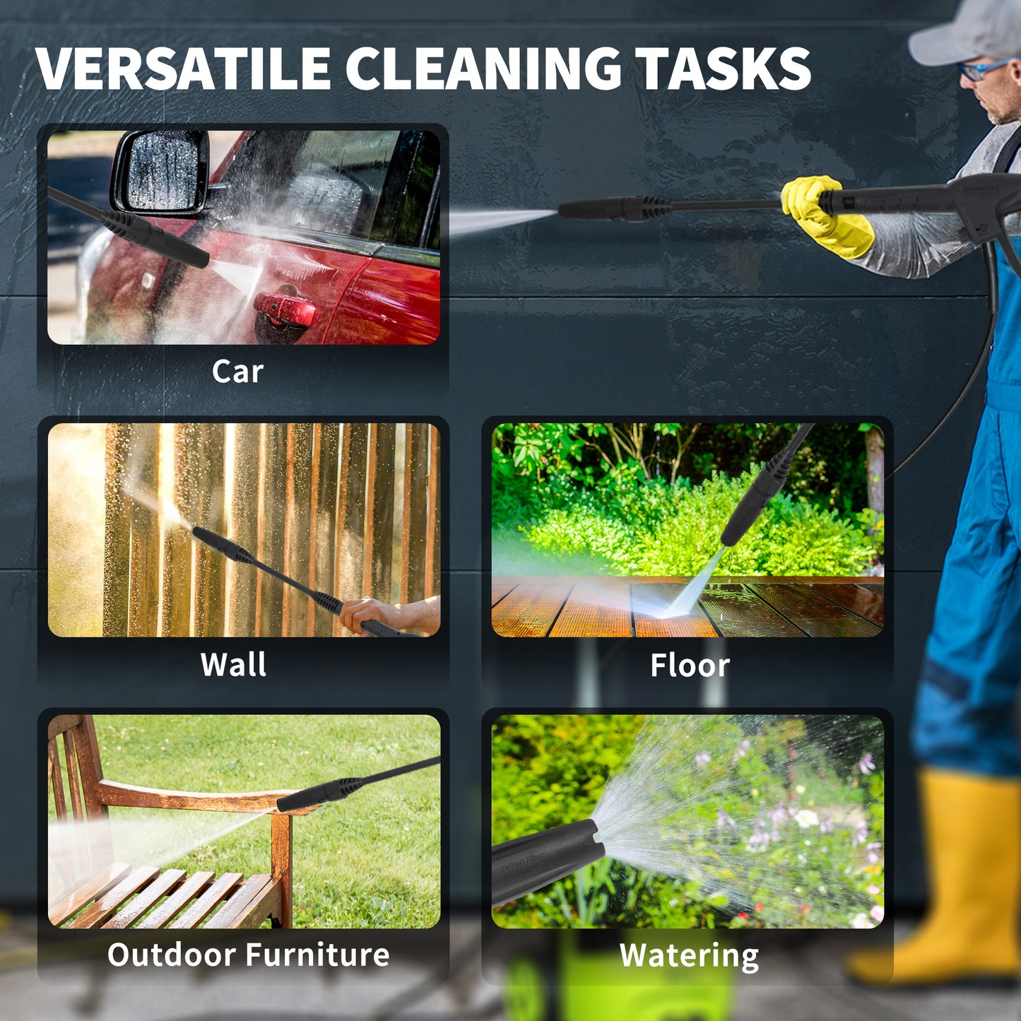 Outsunny 1800W High Pressure Washer, 150 Bar Pressure, 420 L/h Flow, Portable Power Washer Jet Wash Cleaner with Adjustable Nozzle, 6M Hose, Hose Reel, Steel Handle for Home Patio Car Driveway, Blue