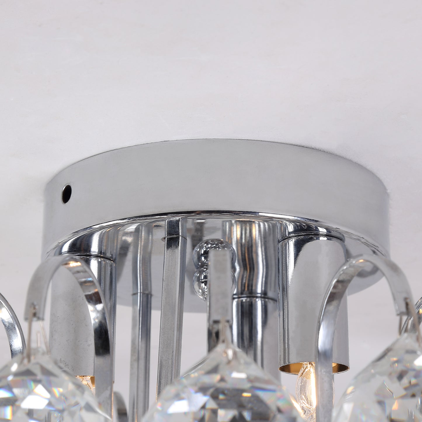 HOMCOM Crystal Ceiling Lamp Chandelier Hallway Flush Mount Pendant 3 Light ?30cm Silver
