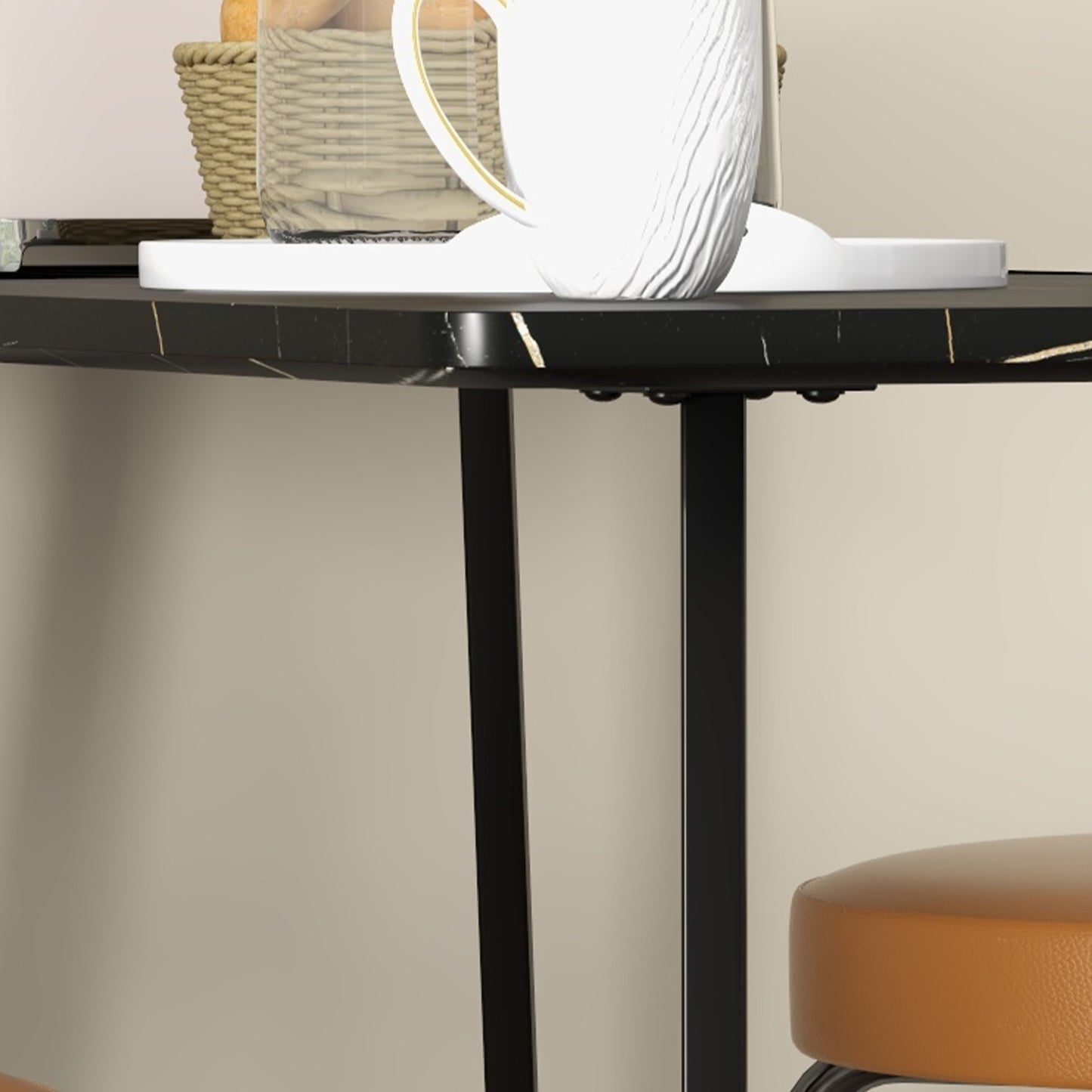 HOMCOM Rectangular Bar Table w/ Sturdy Metal Frame, Contemporary Design High Top Kitchen Table w/ Faux Marble Top, Easy Assembly Pub Table for 4