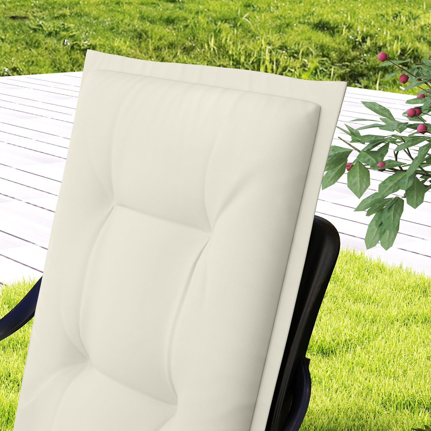 Outsunny Set of Four Padded Garden Seat Cushions - White