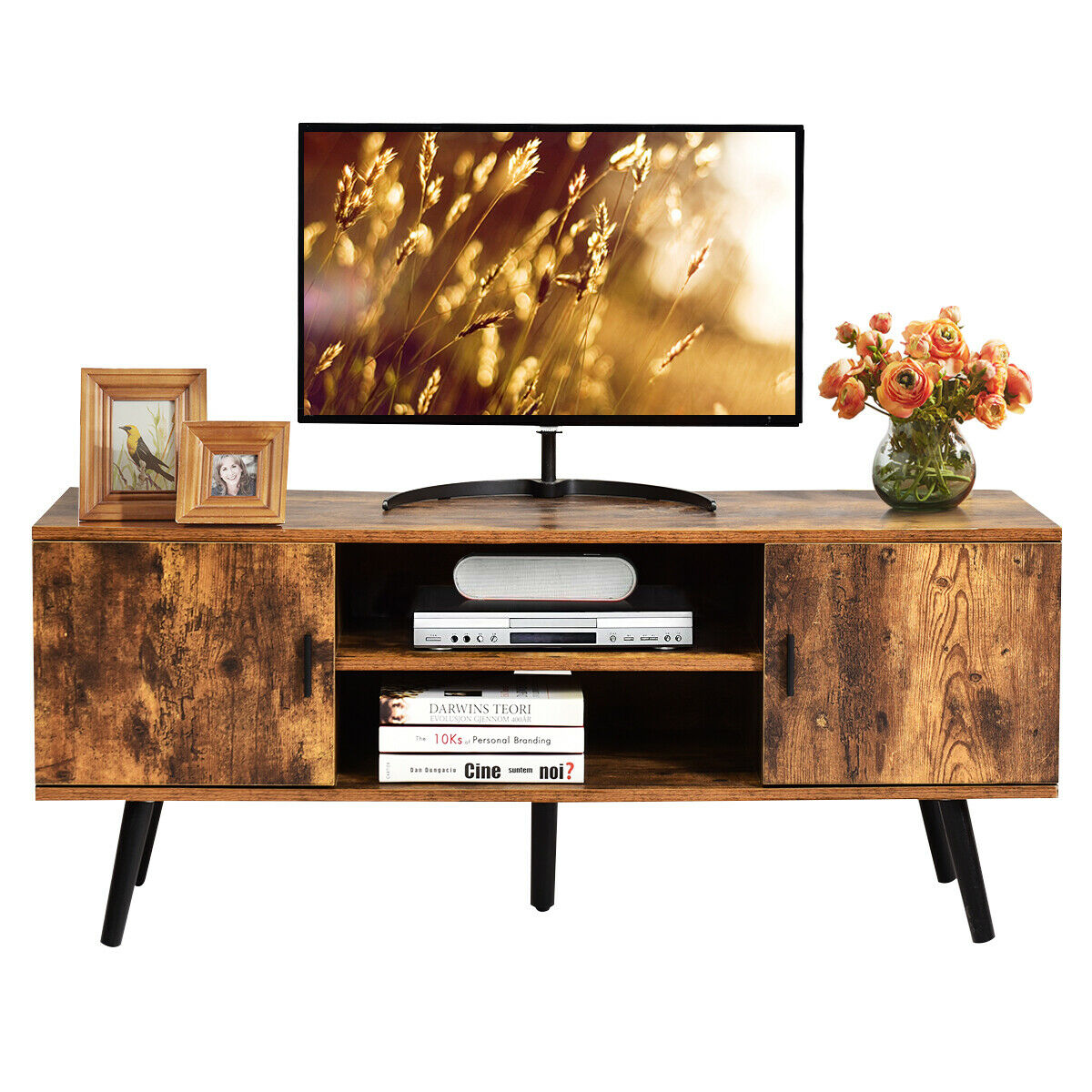 Retro TV Stand Media Console Table Cabinet