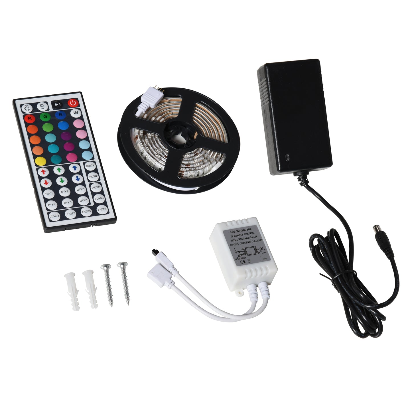 HOMCOM Wall Mount TV Stand with 20 Colors LED Lights, Remote Control, High Gloss Entertainment Center Media Console with Storage Compartments