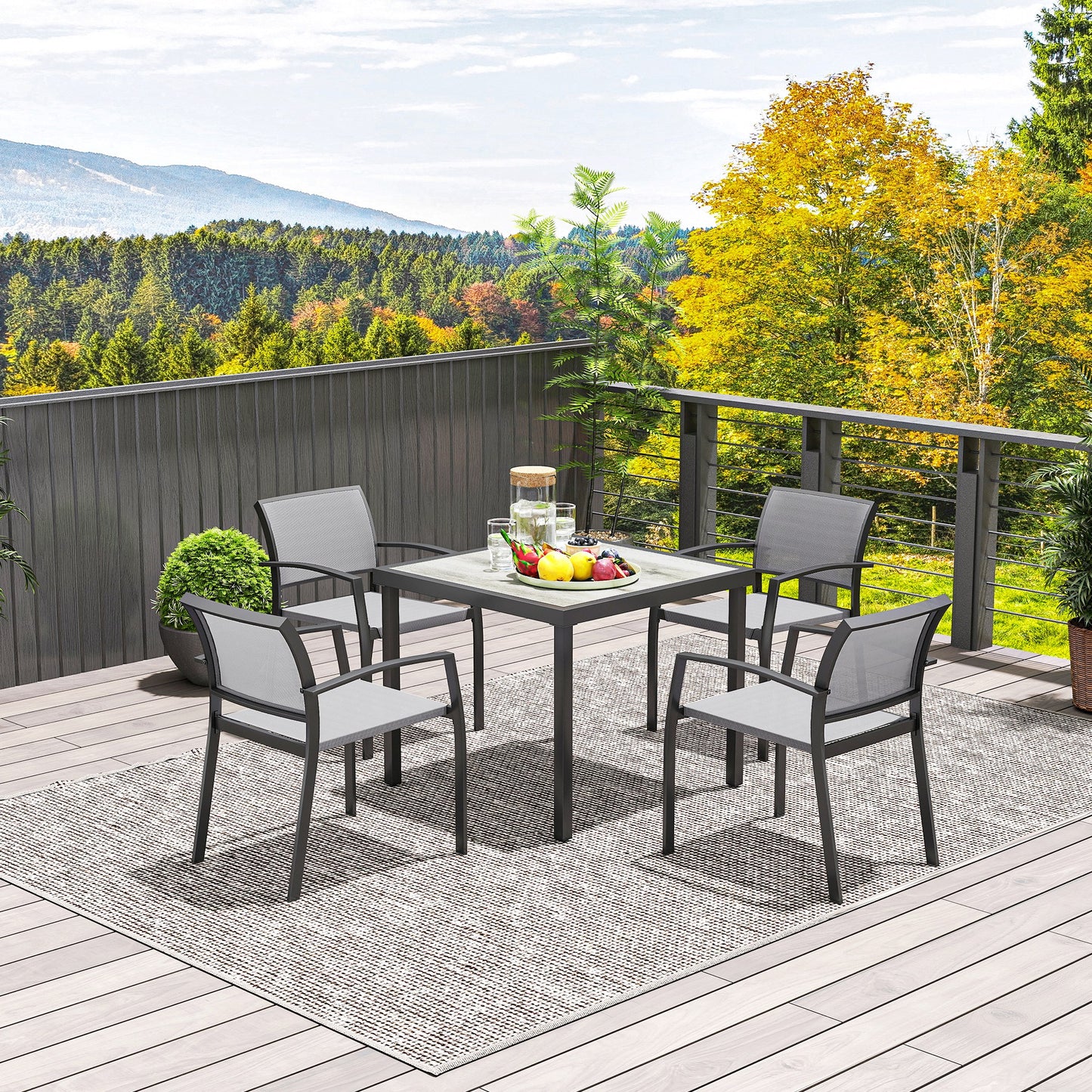 Outsunny Five-Piece Outdoor Garden Dining Set - Grey