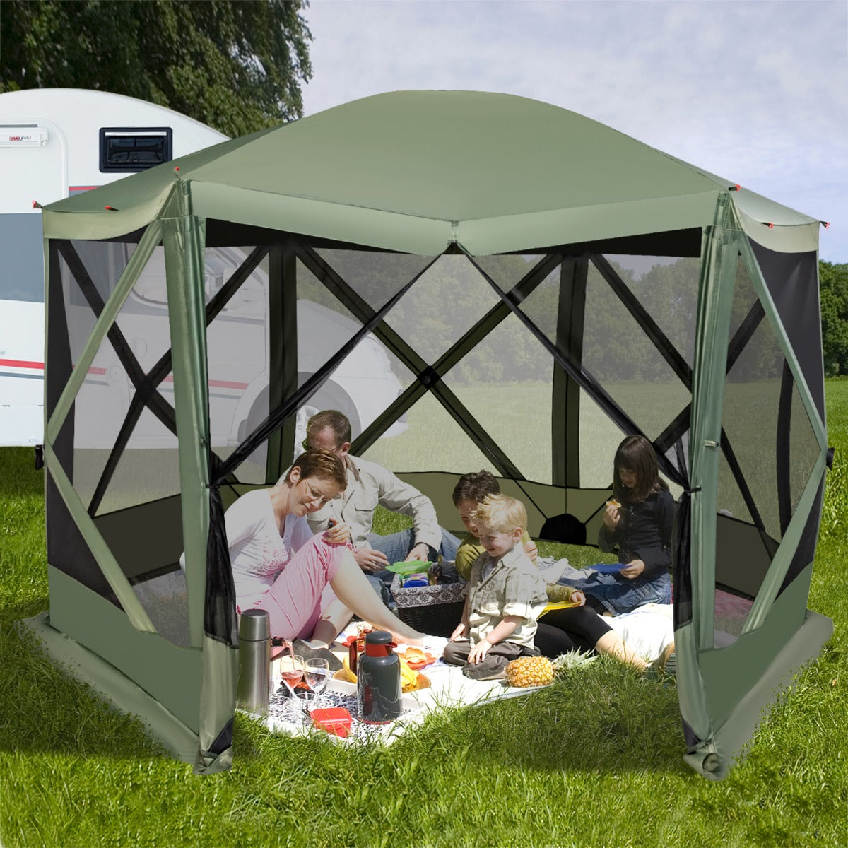 Quick Set Up Gazebo Spacious 6-8 Person Pop-Up Tent