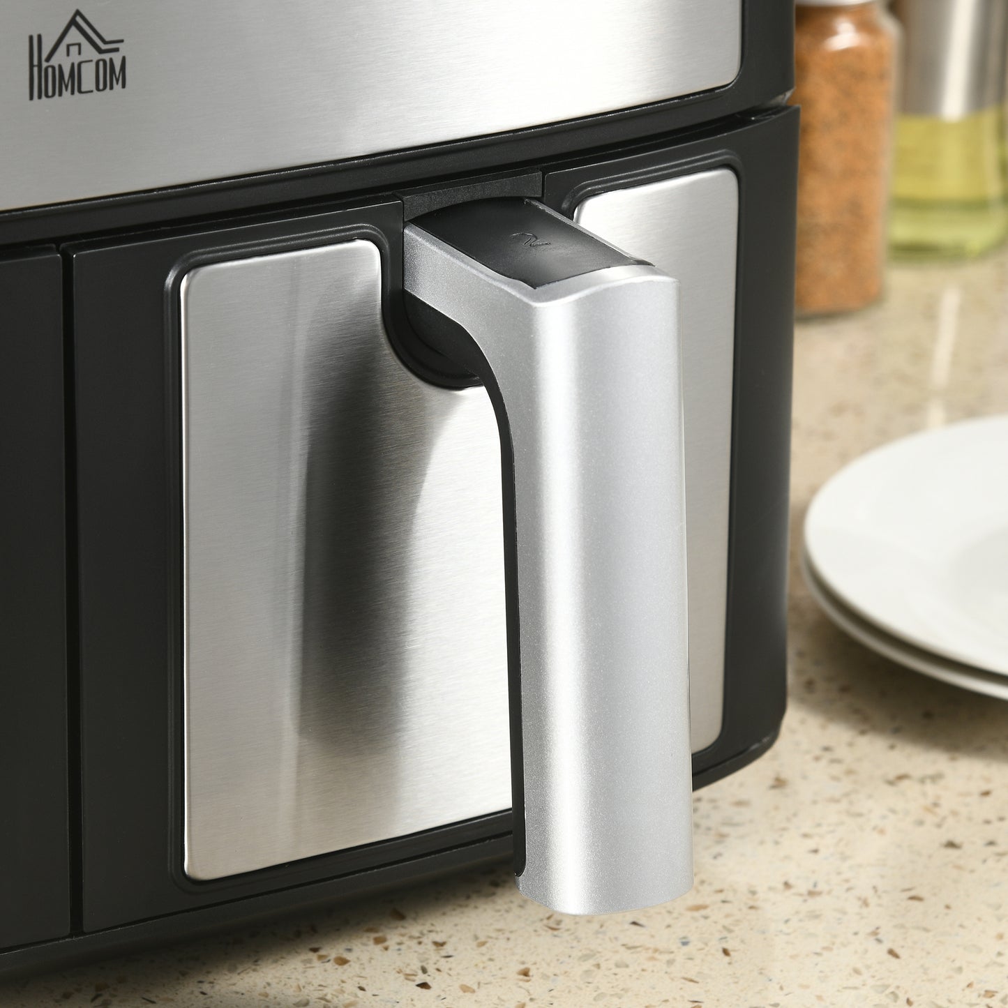 HOMCOM Dual Zone Air Fryer, 10-in-1 8L with Sync Cook & Sync Finish, 60-Minute Timer for Oil Free & Low Fat Cooking, 2400W