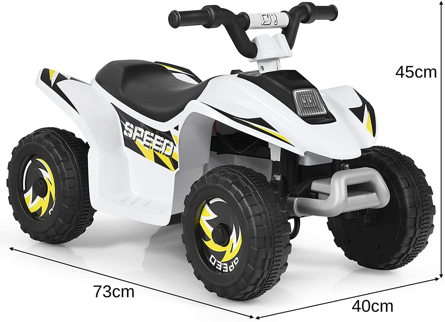 6V Battery Powered Ride on Quad Bike ATV Electric Mini Vehicle Car For Toddler-White