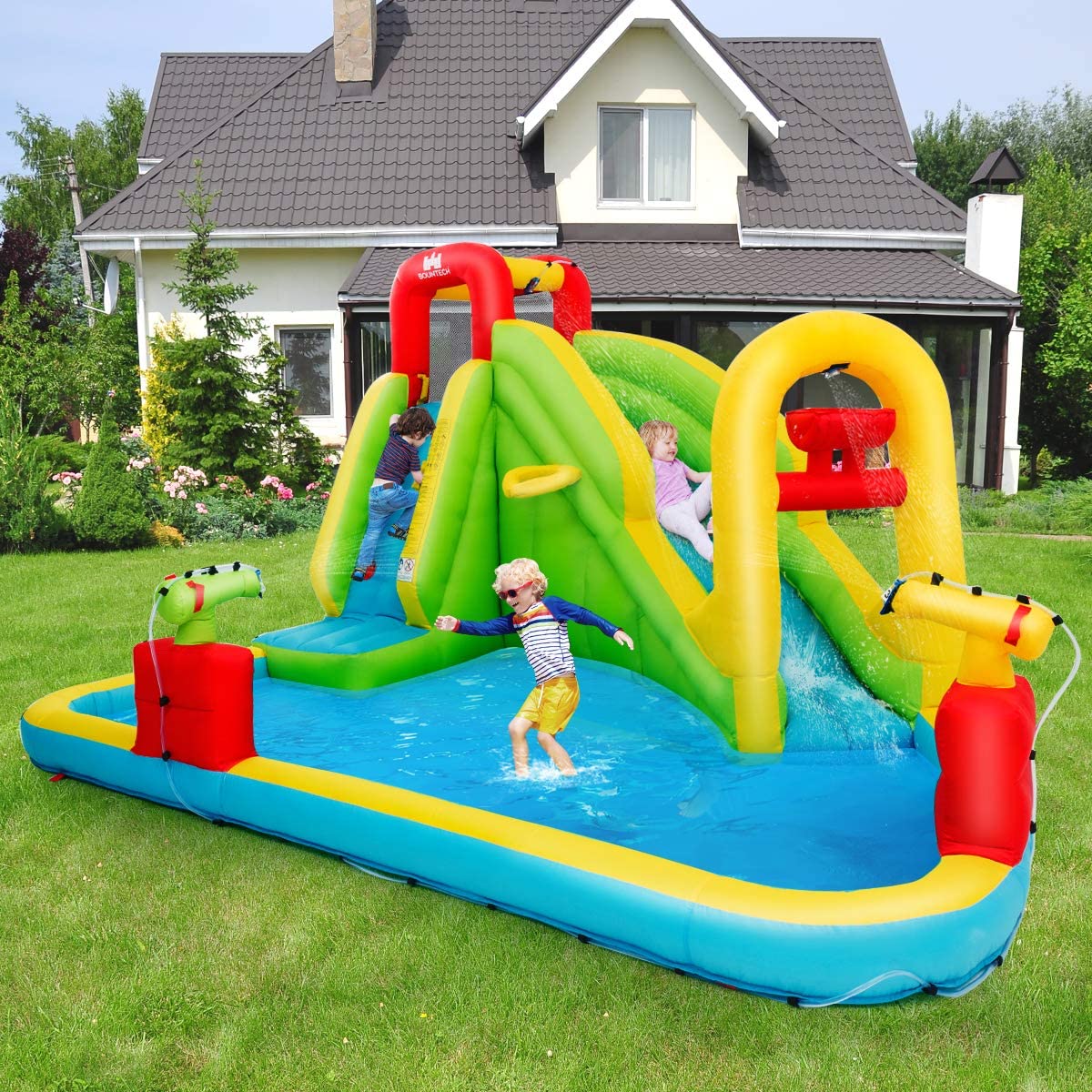 Inflatable Bouncy Castle With Water Slide And Pool Area For Kids inflatable-bouncy-castle-with-water-slide-and-pool-area-for-kids