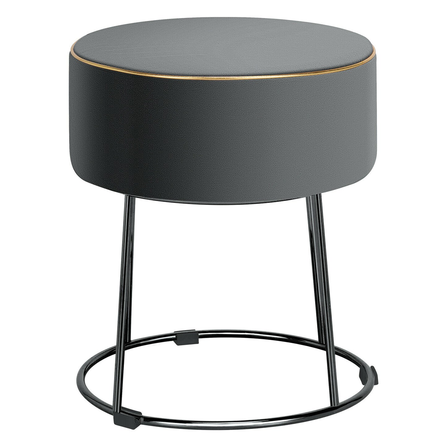 Round Velvet Modern Makeup Dressing Ottoman with Footpads
