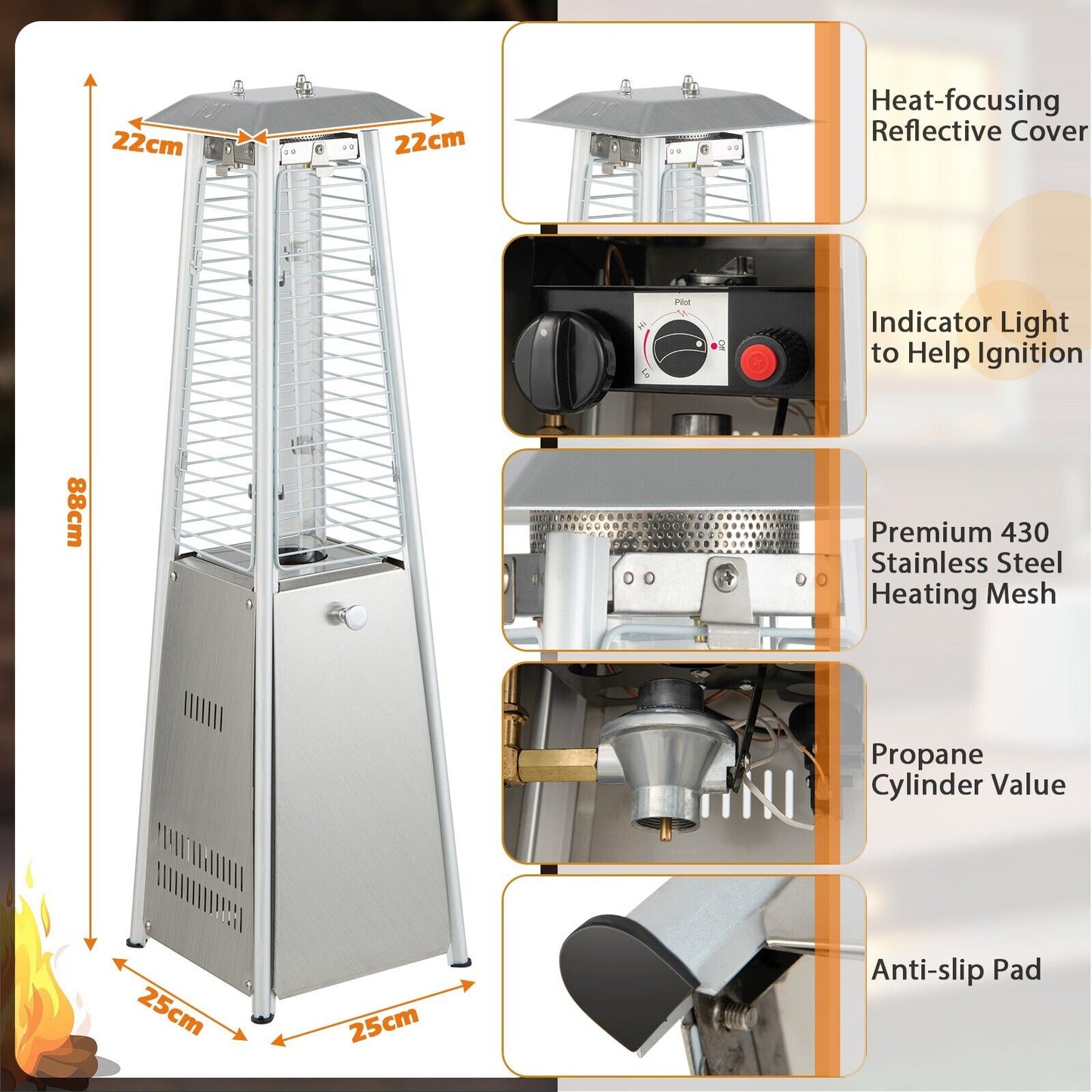 9500 BTU Portable Patio Tabletop Heater