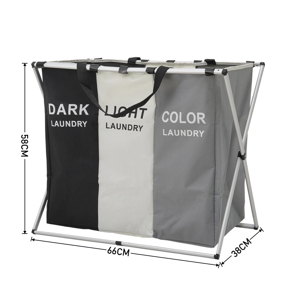 Foldable 3 Sections Laundry Hamper Basket