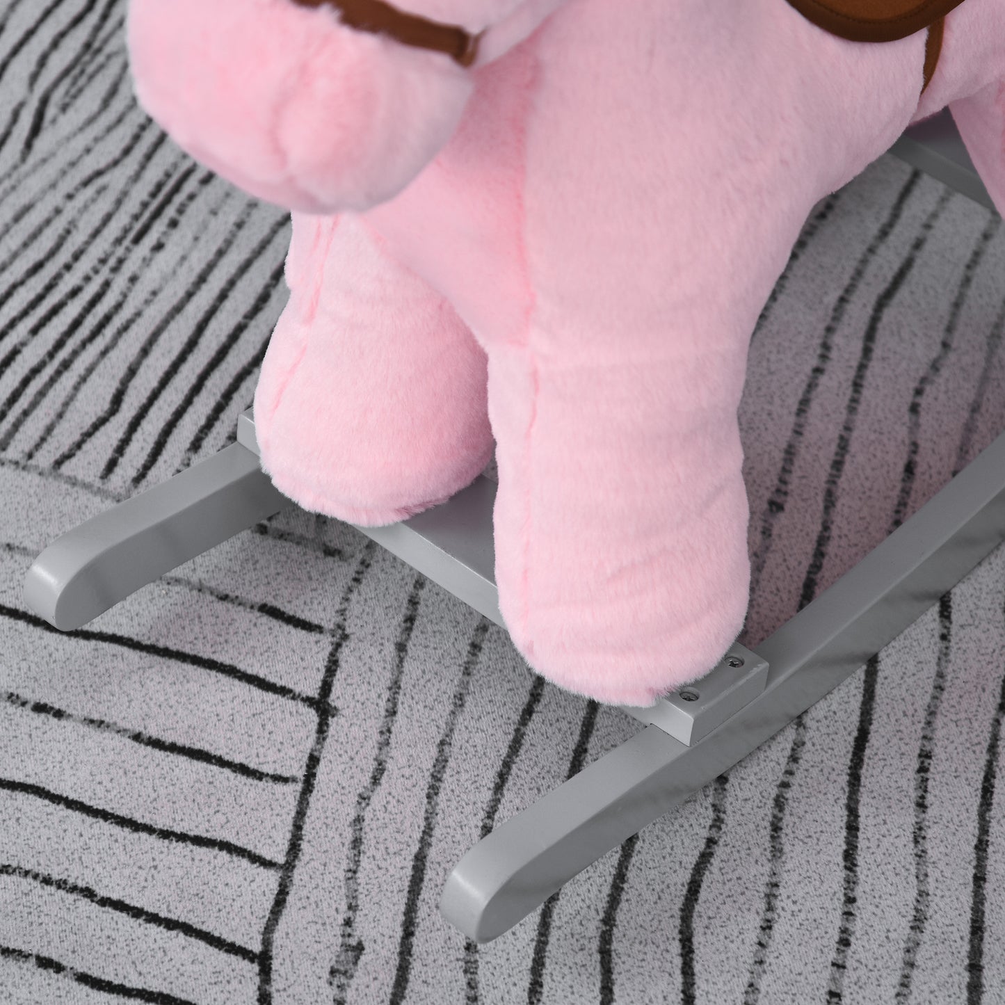 HOMCOM Kids Plush Ride-On Rocking Horse Toy Rocker with Plush Toy Realistic Sounds for Child 18-36 Months Pink