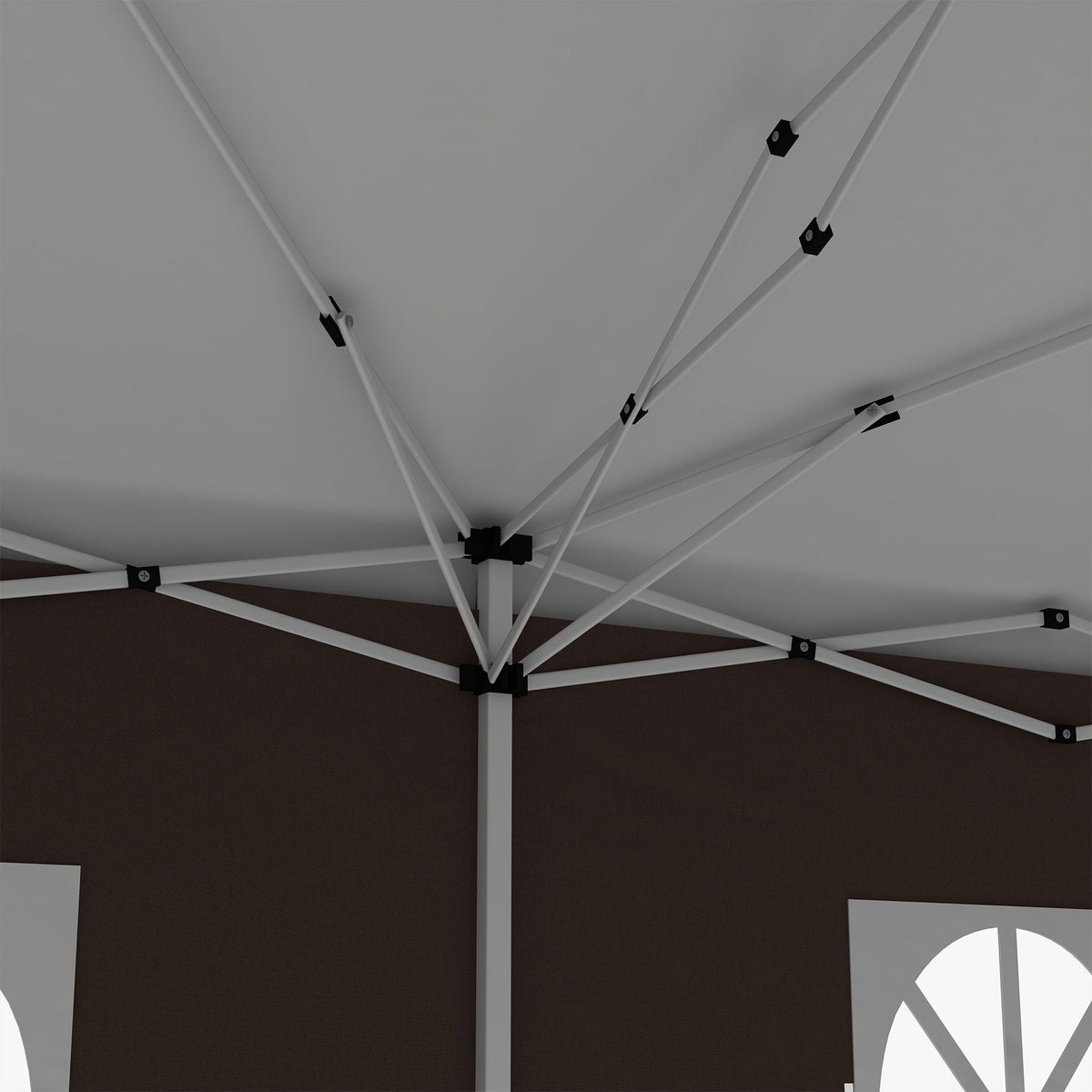 GardenArch 3 x 6 m Pop Up Gazebo with Sides and Windows, Height Adjustable Wedding Camping Party Tent Canopy Marquee with Storage Bag for Garden, Event, Brown