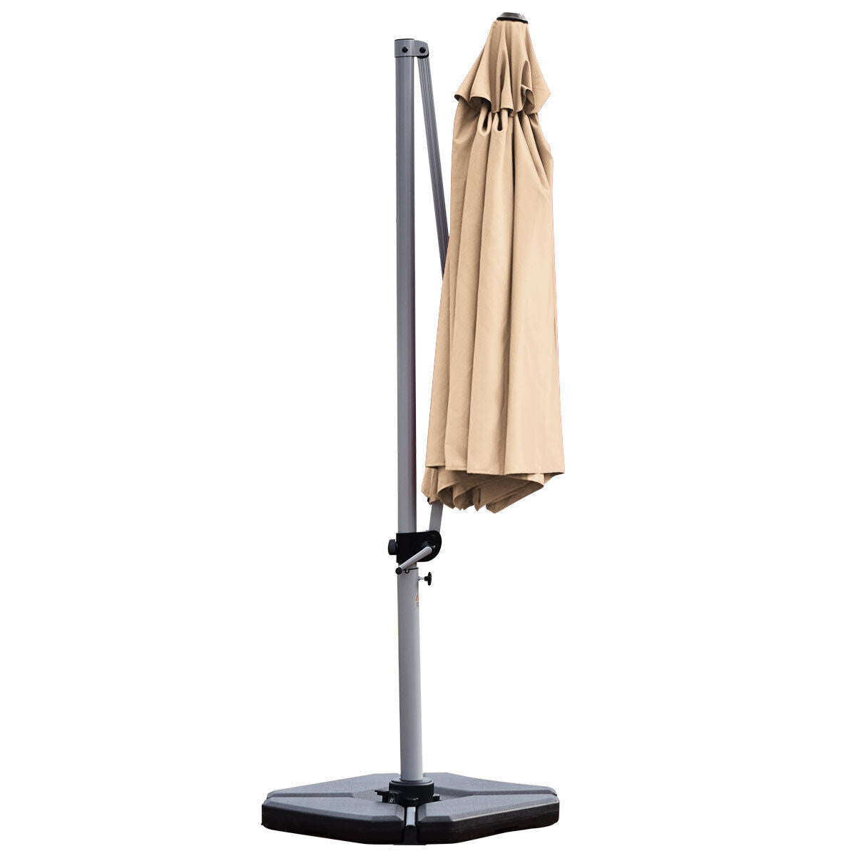 3.3m Patio Cantilever Umbrella with Tilting Adjustment and Cross base-Beige