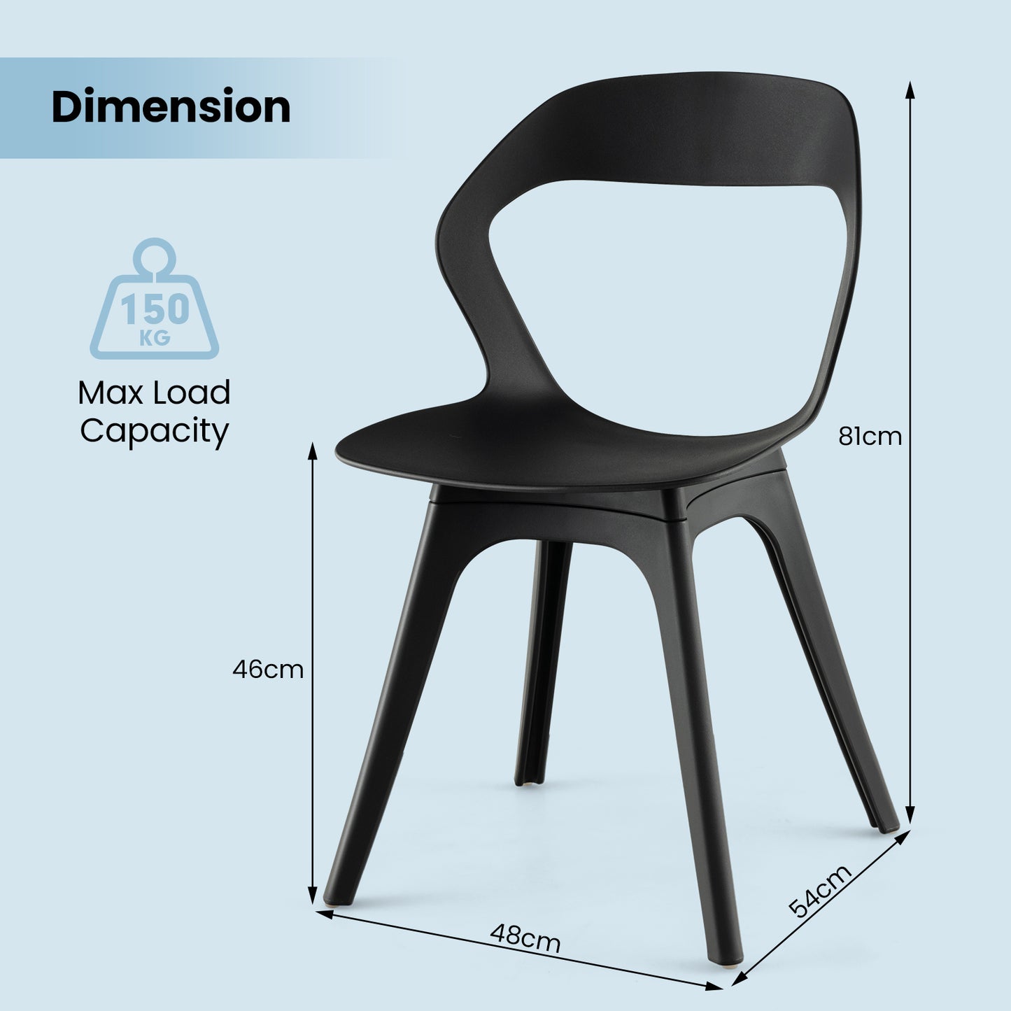 2 Pieces Modern Kitchen Dining Chair Set-Black