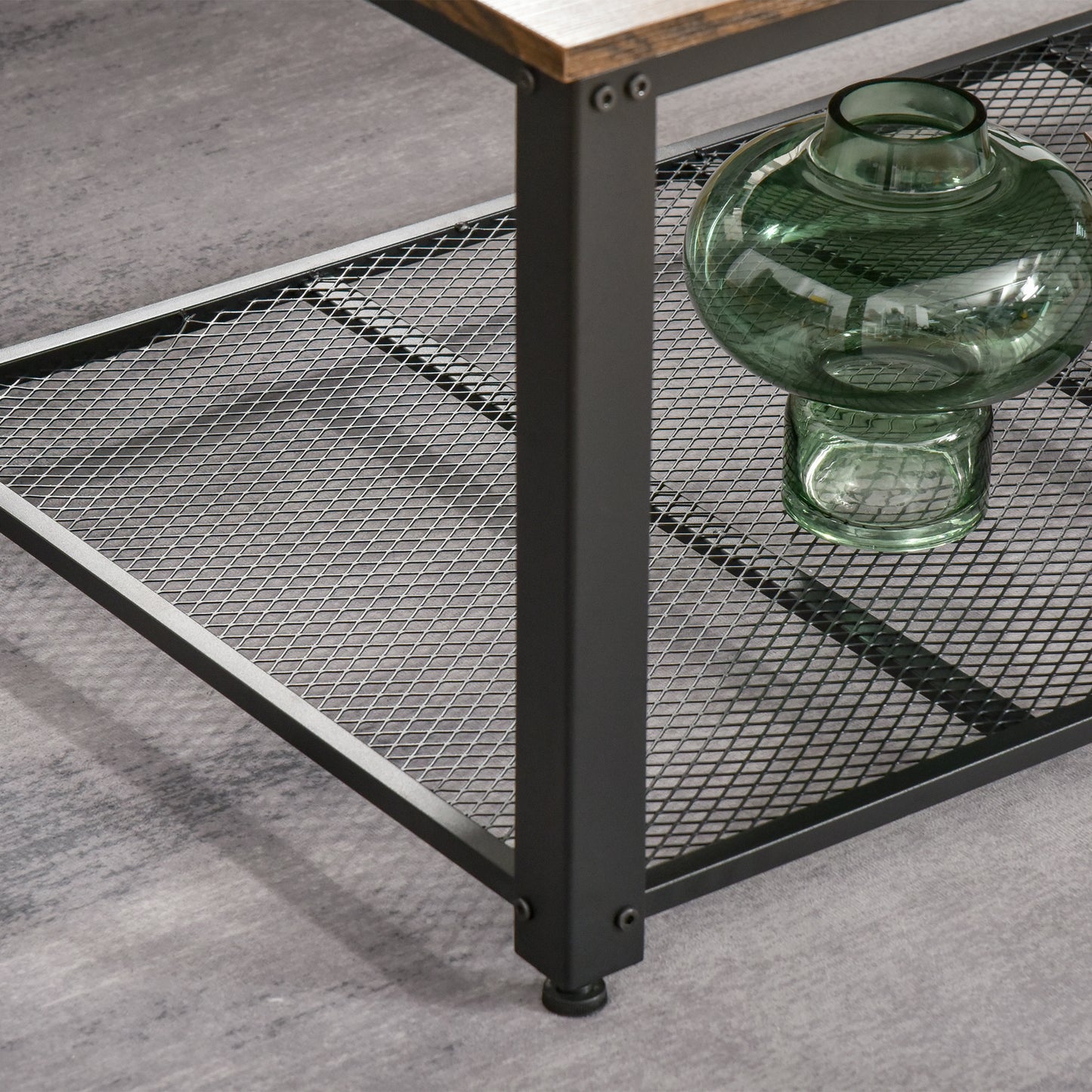 HOMCOM Coffee Cocktail Table Industrial Style w/ Storage Shelf Wood Grain Look Modern Furniture Versatile Use For Living Room Entryway Office