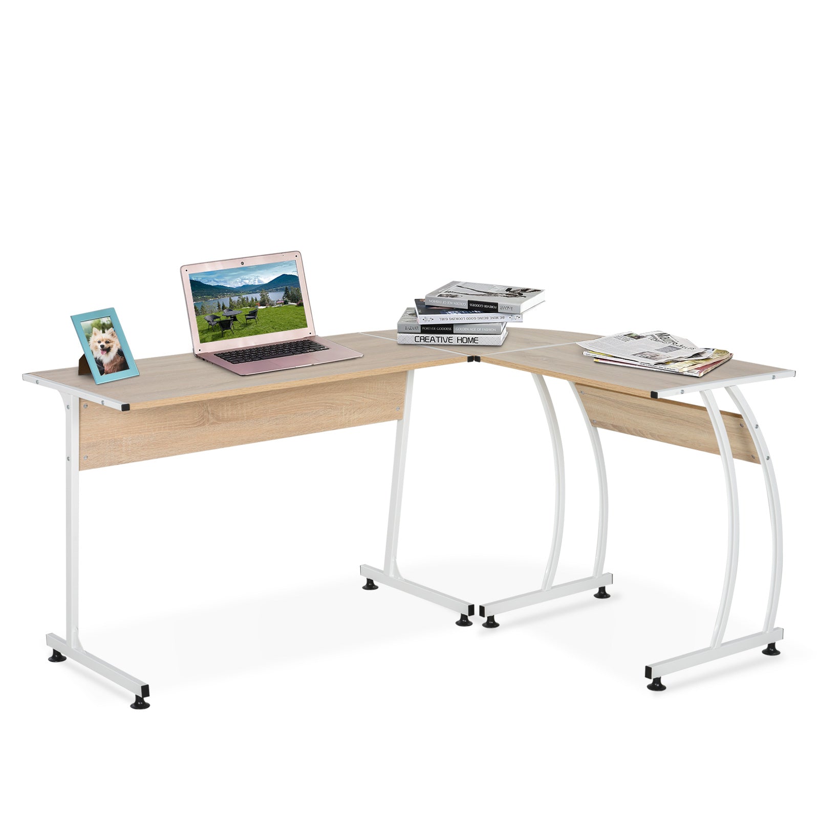 HOMCOM L Shape Computer Desk Corner Display Table Laptop Study Desk Mi ...