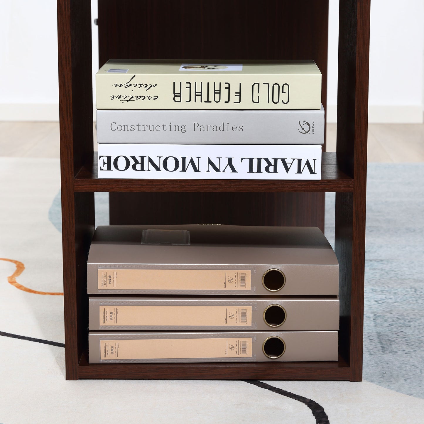 HOMCOM 120cm Computer Desk with Storage Shelves Drawers, Writing Table Study Workstation for Home Office, Walnut Brown