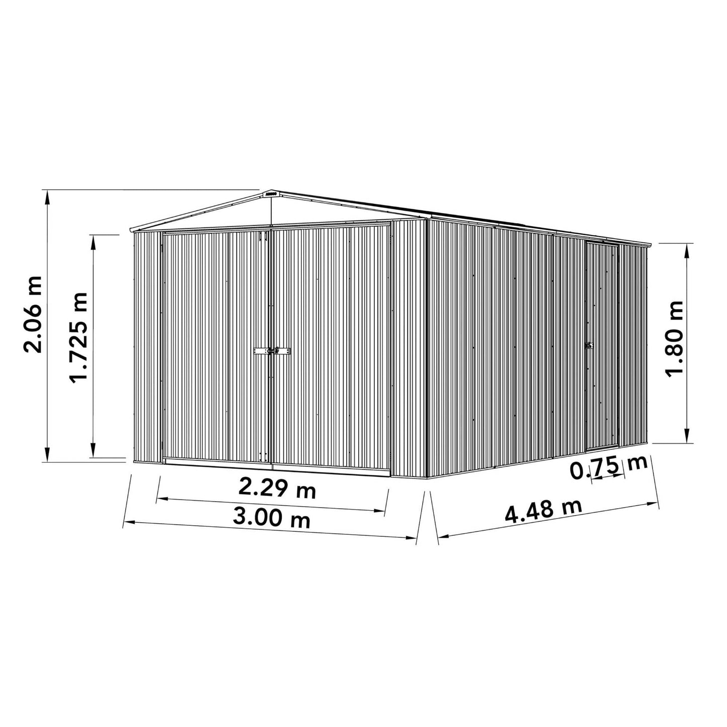 Absco Utility Workshop 3m x 4.48m (Zinc Colour) - Anchor Kit Included