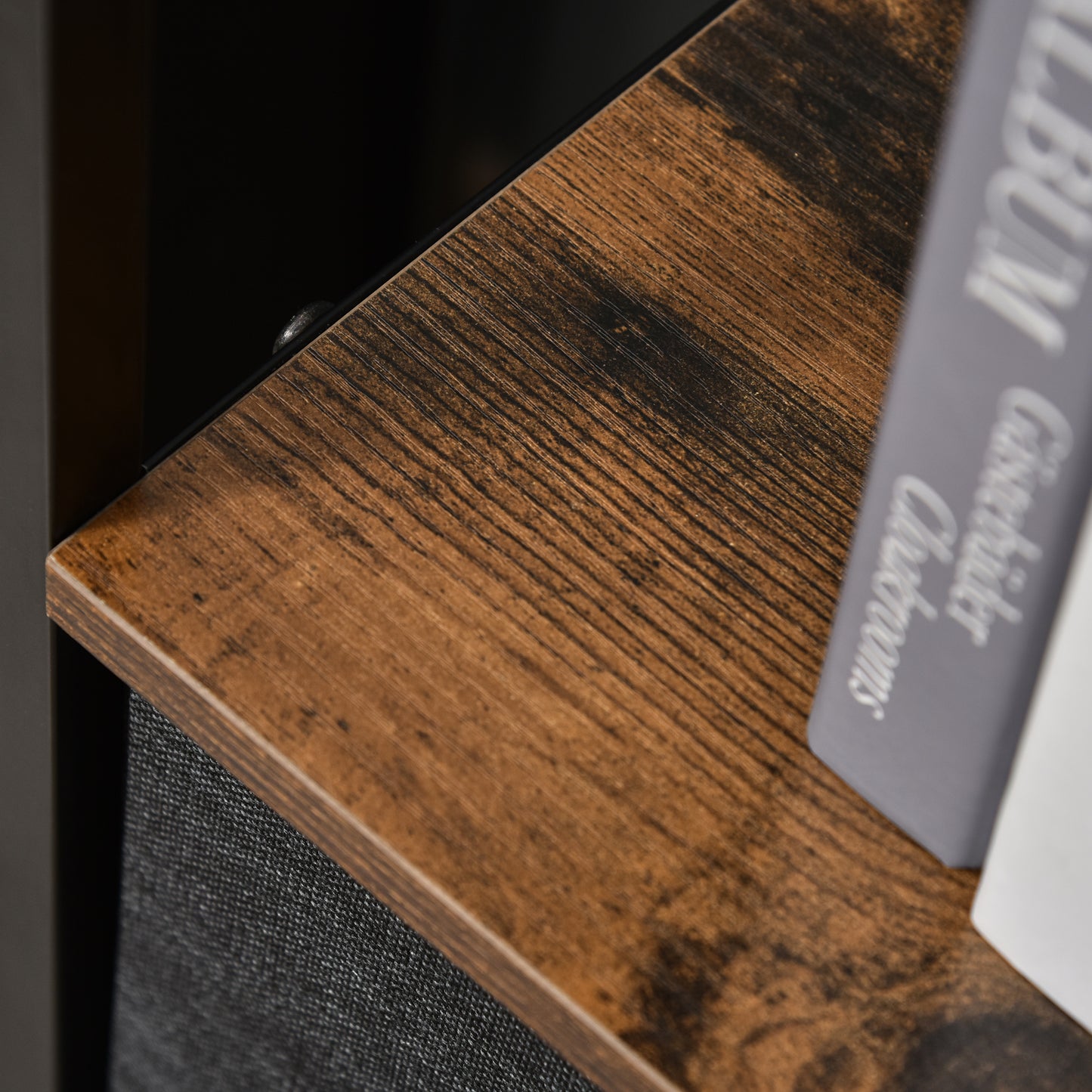 HOMCOM Chest of Drawers Bedroom Unit Storage Cabinet with 3 Fabric Bins for Living Room, Bedroom and Entryway, Black