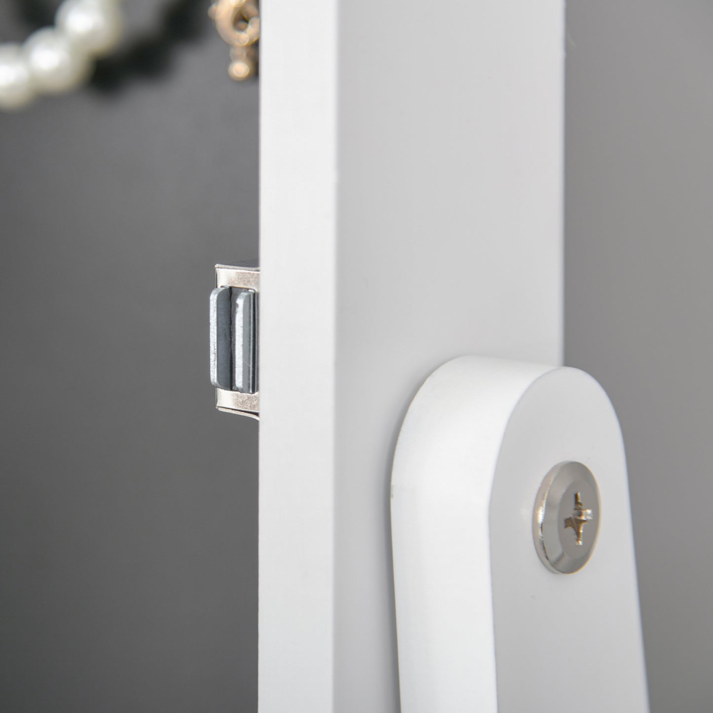 HOMCOM Full Body Mirrored Jewelry Cabinet W/ LED Light Jewelry Cabinet W/ 3 Angle Adjustable For Rings Earrings Bracelets Cosmetics Warm White