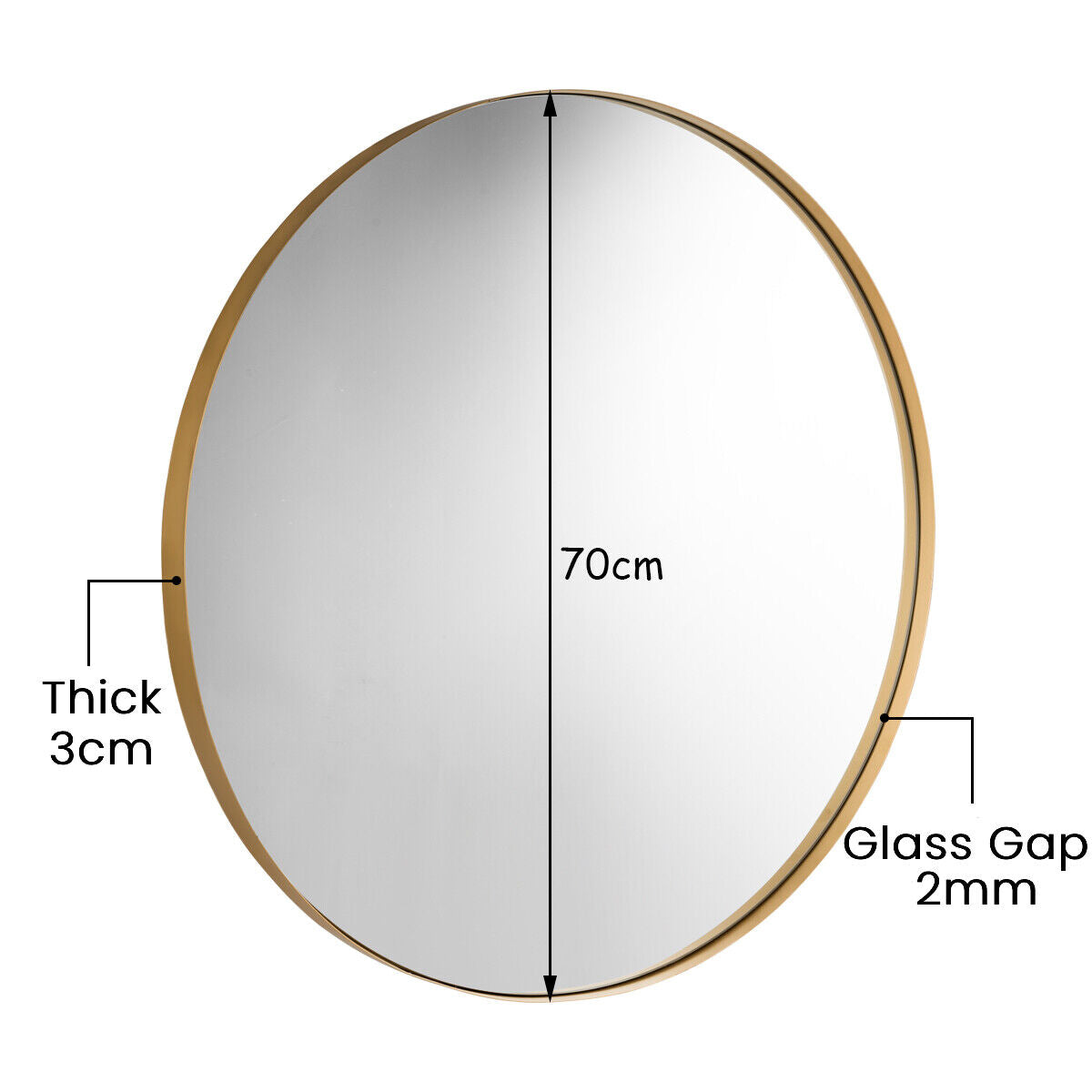 70cm Modern Metal Circle Hanging Mirror-Golden