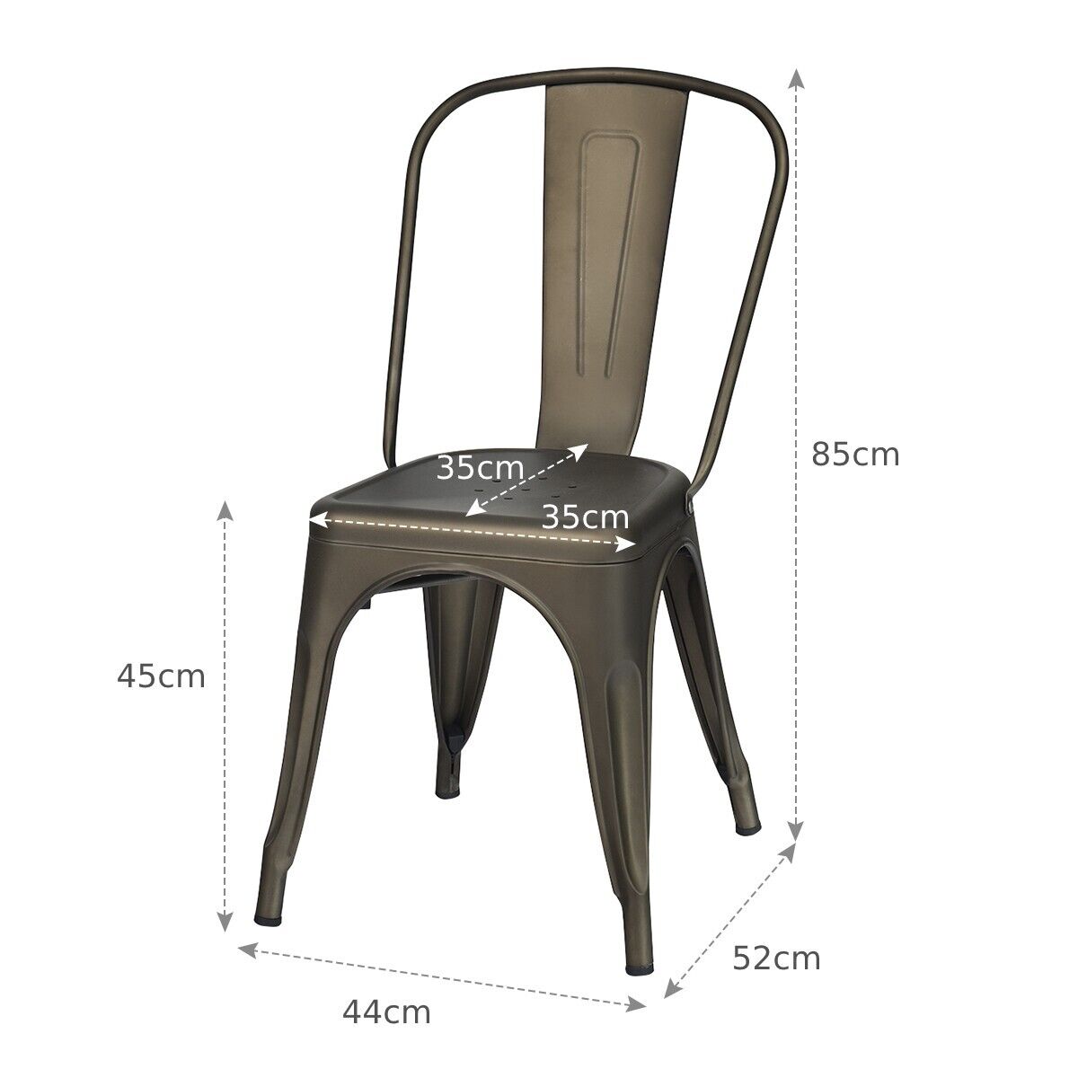 4 Pieces Stackable Metal Dining Chair with Backrest-Gun