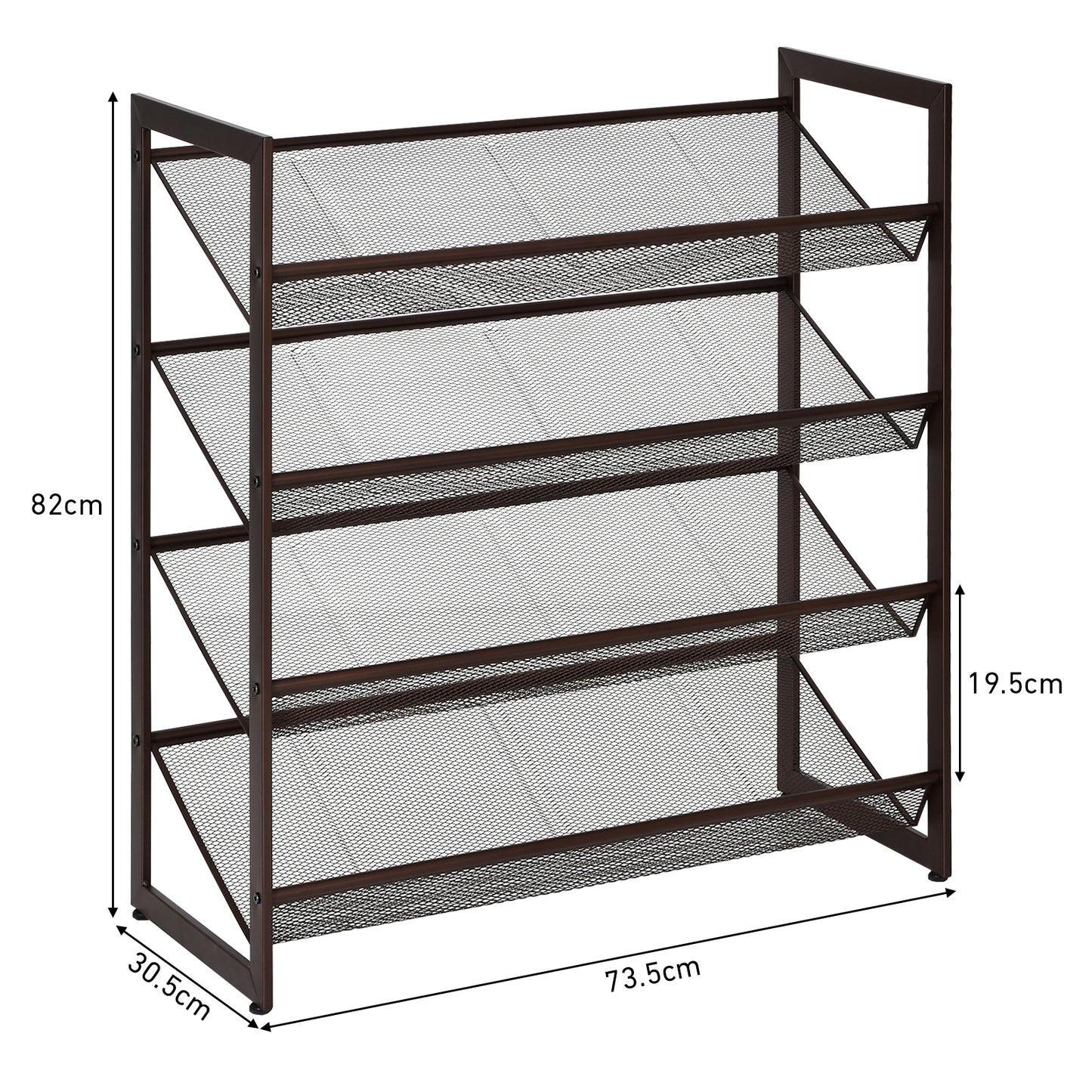 4-Tier Metal Mesh Shoe Rack for Hallway and Entryway