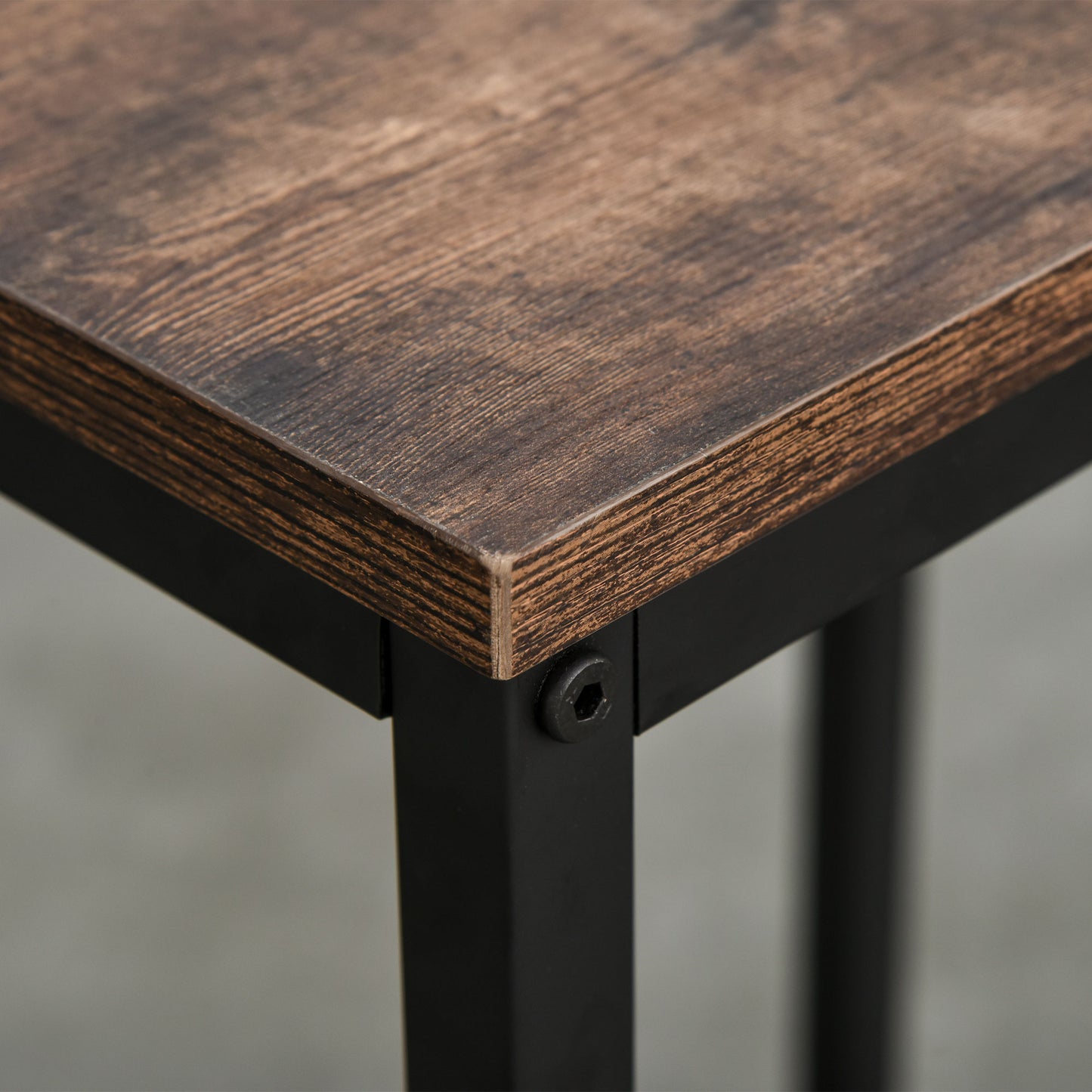 HOMCOM Dining Table Set Industrial Bar Height With 2 Stools & Side Shelf, 3 Pieces Coffee Table for Dining Room, Kitchen, Dinette