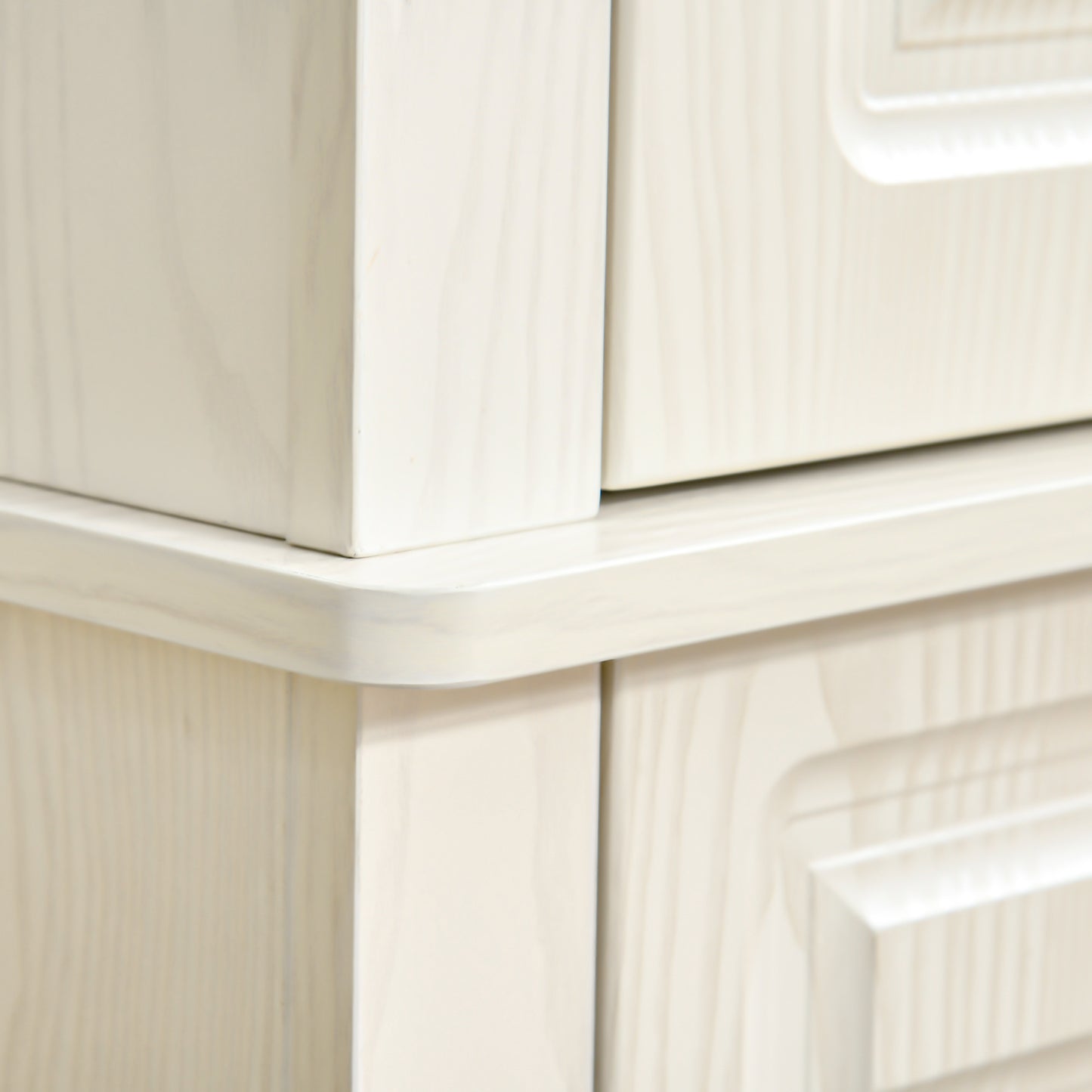 HOMCOM Kitchen Cupboard with 4 Doors, Freestanding Storage Cabinet with Wide Drawer and Shelves for Living Room, 180cm, White Wood Grain