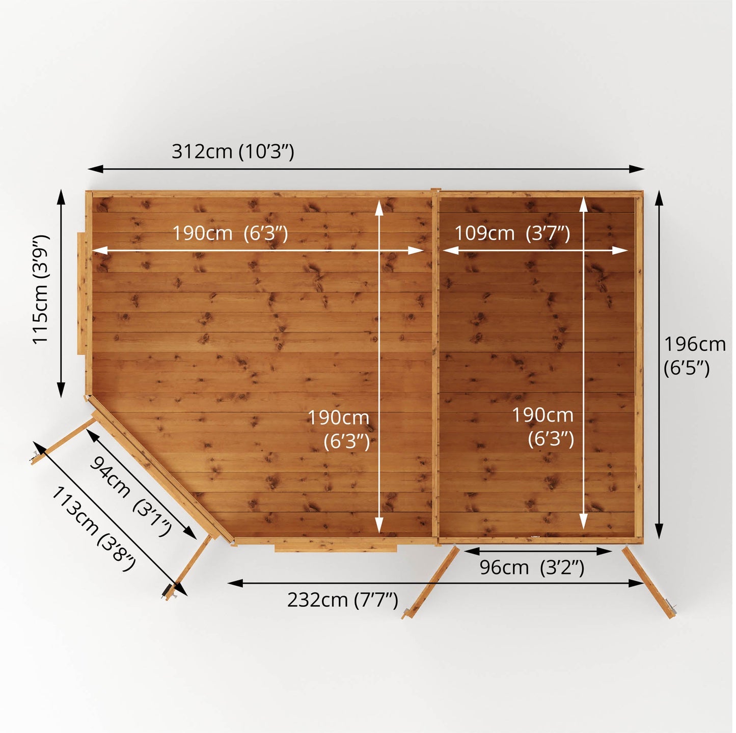 7 X 7 Corner Summerhouse With Side Shed