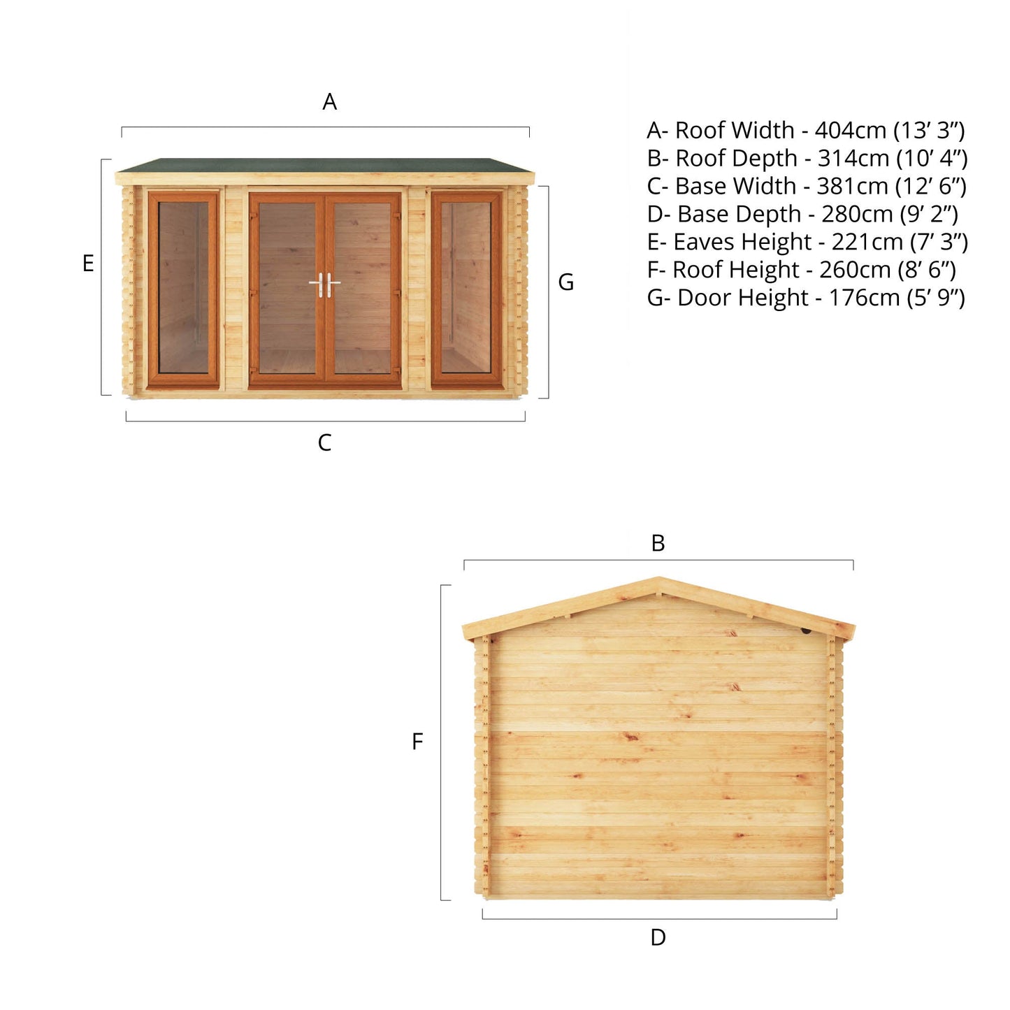 4M X 3M Home Office Studio - 44Mm (Upvc Windows & Door) - Oak