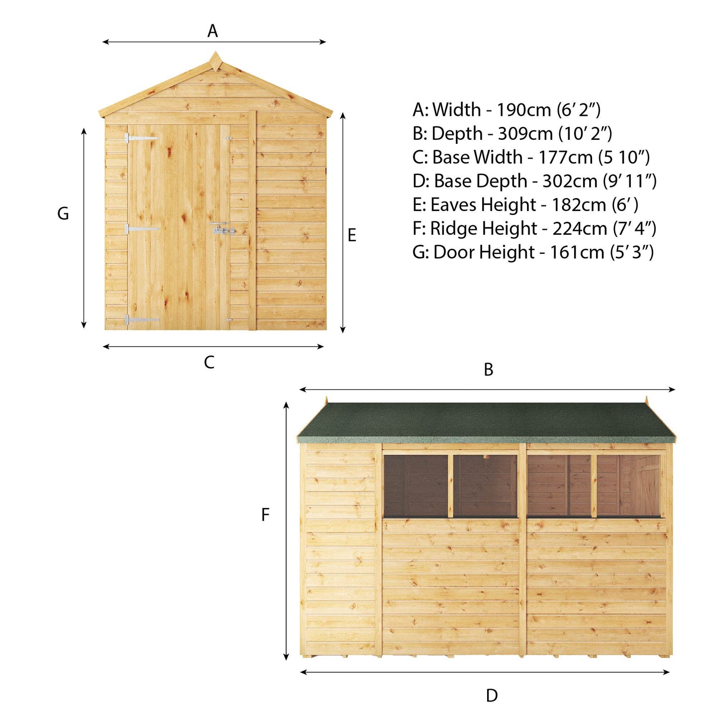 10 x 6 Woodsman Shiplap Apex - Styrene