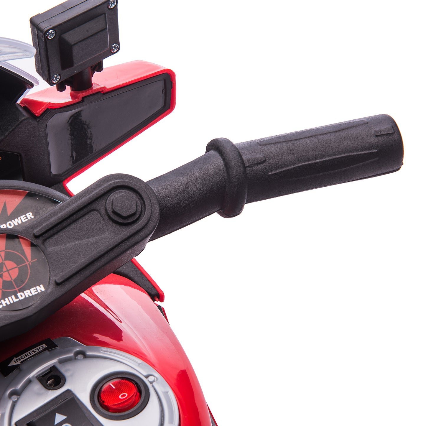 HOMCOM Kids 6V Electric Ride On Motorcycle Police Car Vehicle w/ Lights Horn Realistic Sound Outdoor Play Toy for 18 - 36 months Red