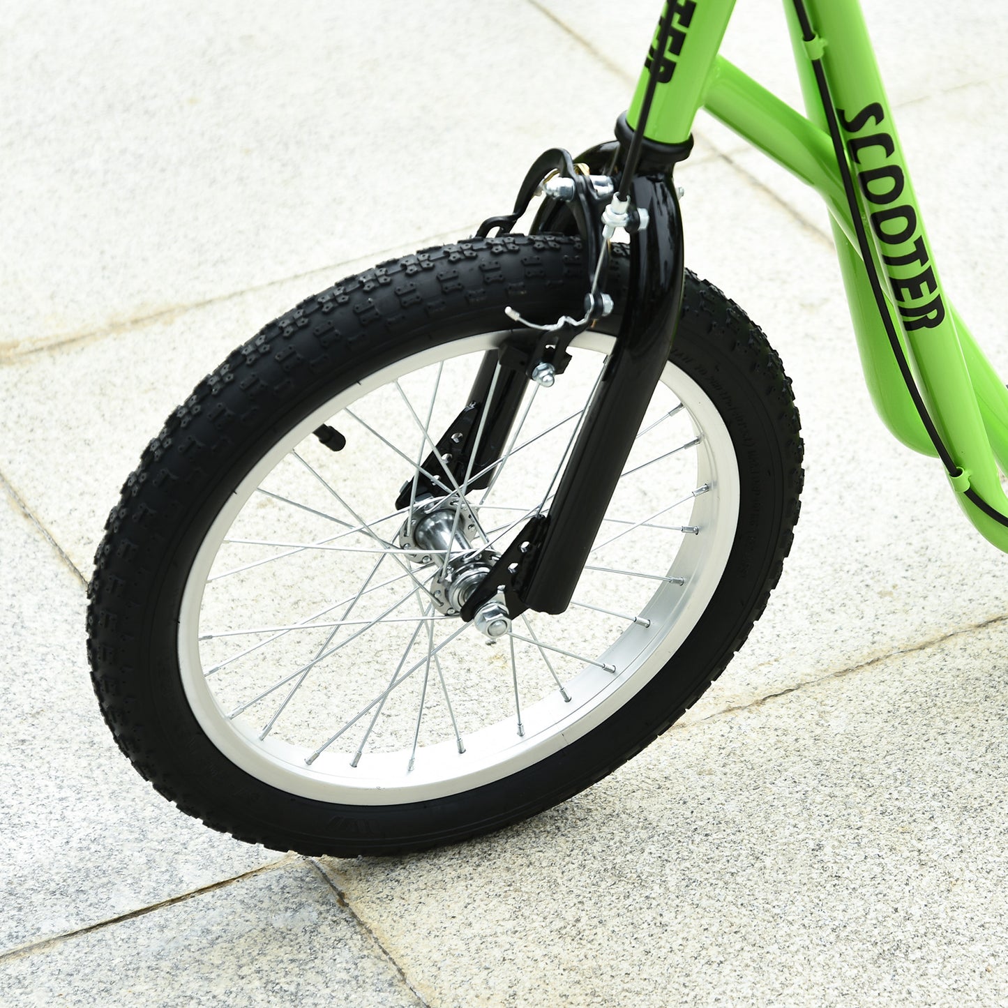 HOMCOM Teen Kids Stunt Scooter Children Kick Scooter Adjustable Handlebar 2 Brakes Ride On 16 Inch Rubber Tyres Green