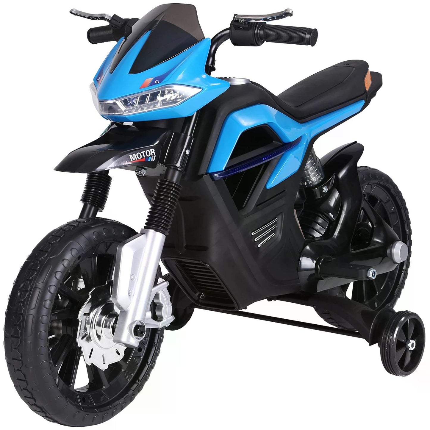 HOMCOM Ride On Kids Electric Motorbike Scooter 6V Battery Powered w/ Brake Lights and Music Blue