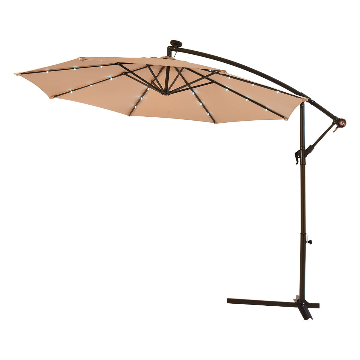 3m Cantilever Garden Parasol with LED Lights -Beige