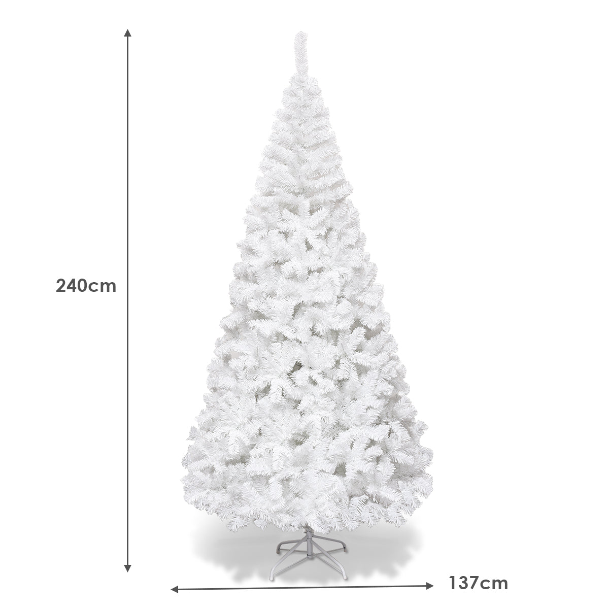 5/6/7/8 Feet White Artificial Christmas Tree with Metal Stand-8 ft
