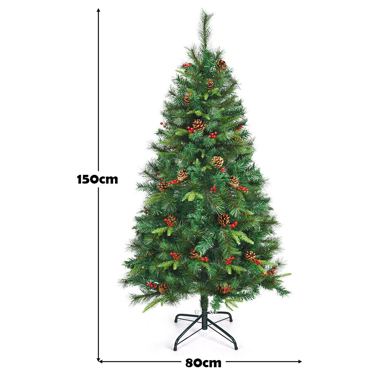 5 Feet Pre-Lit Artificial Christmas Tree with Red Berries