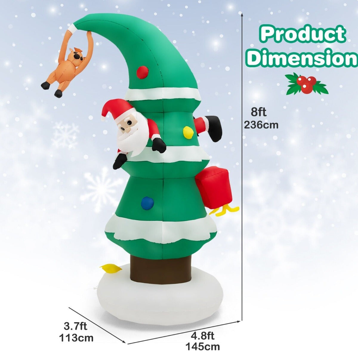 8 Feet Inflatable Christmas Tree and Santa Claus with LED Air Blower