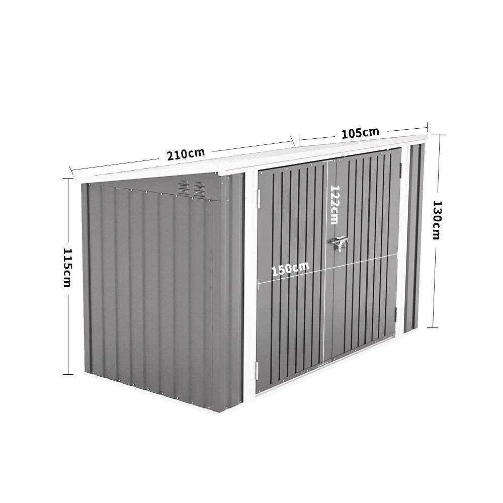 Pent Roof Metal Garden Shed with Hinged Lid
