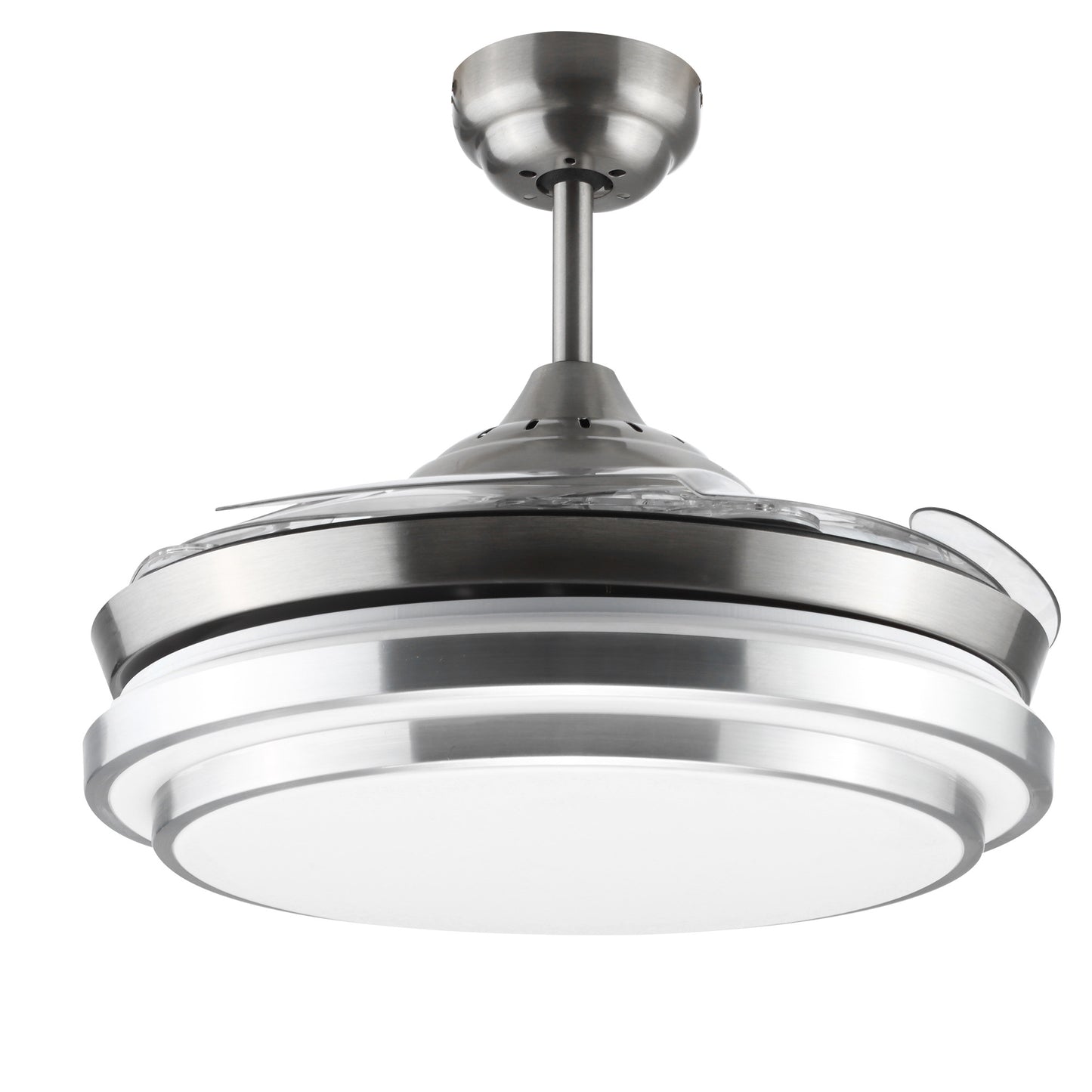 HOMCOM Indoor Ceiling Fan with Light, Retractable Blades, Modern Mount Dimmable LED Lighting Fan with Remote Controller, for Bedroom, Living Room