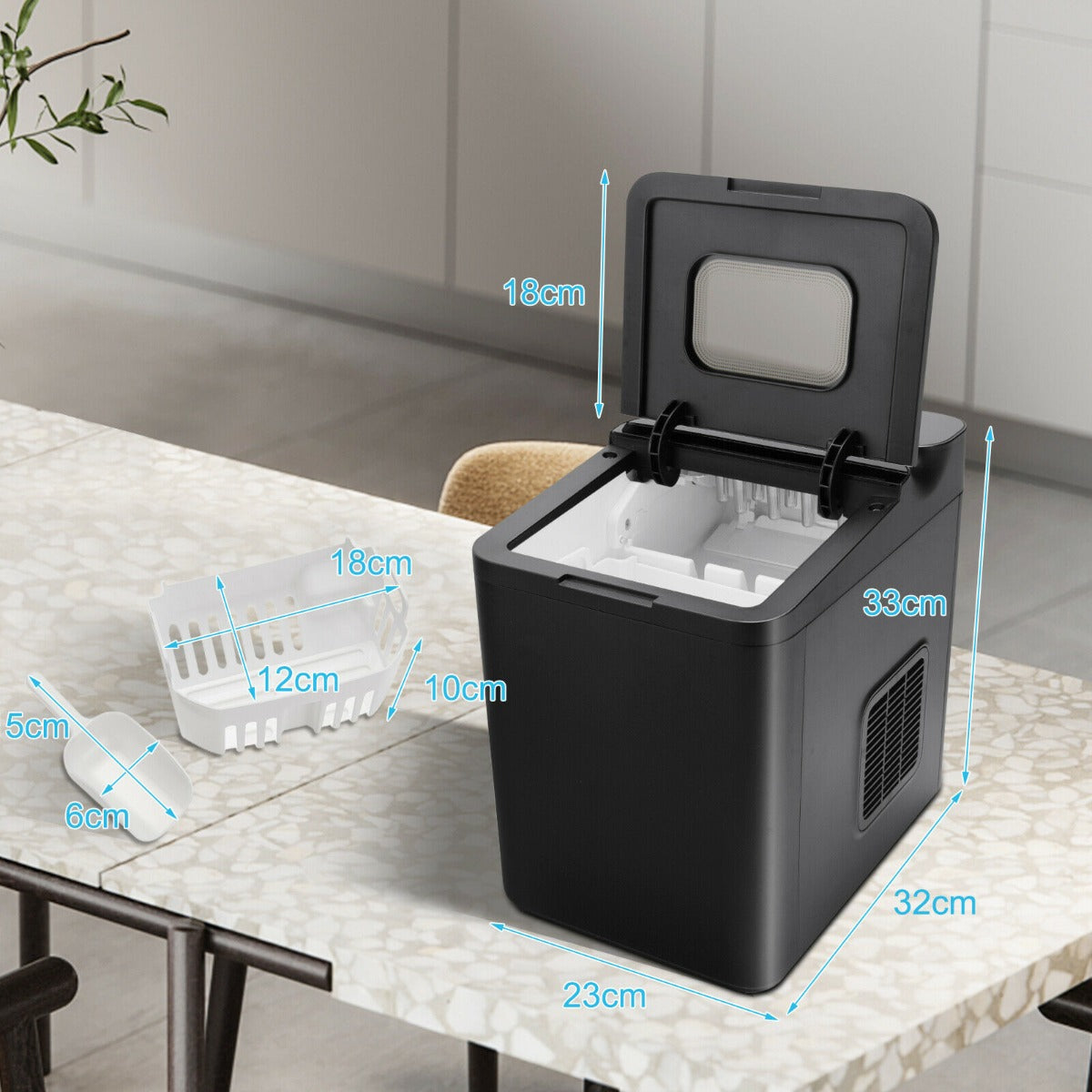 15KG/24H Countertop Ice Making Machine with Auto Clean-Black