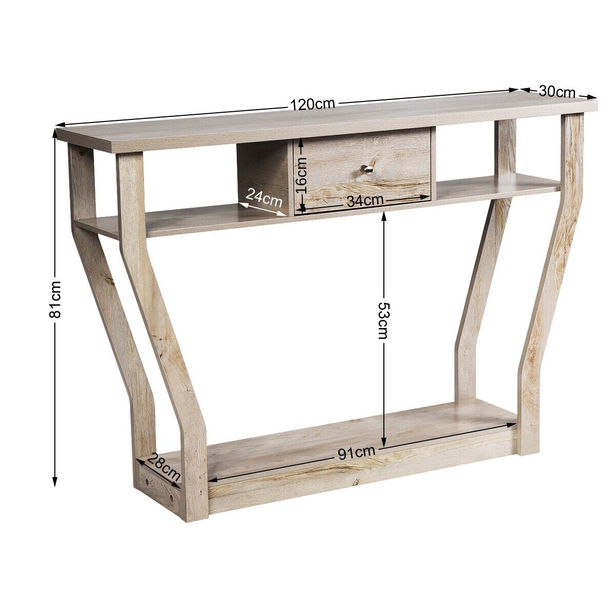 Wooden Slim Console Table with Anti-Tipping Device-Grey