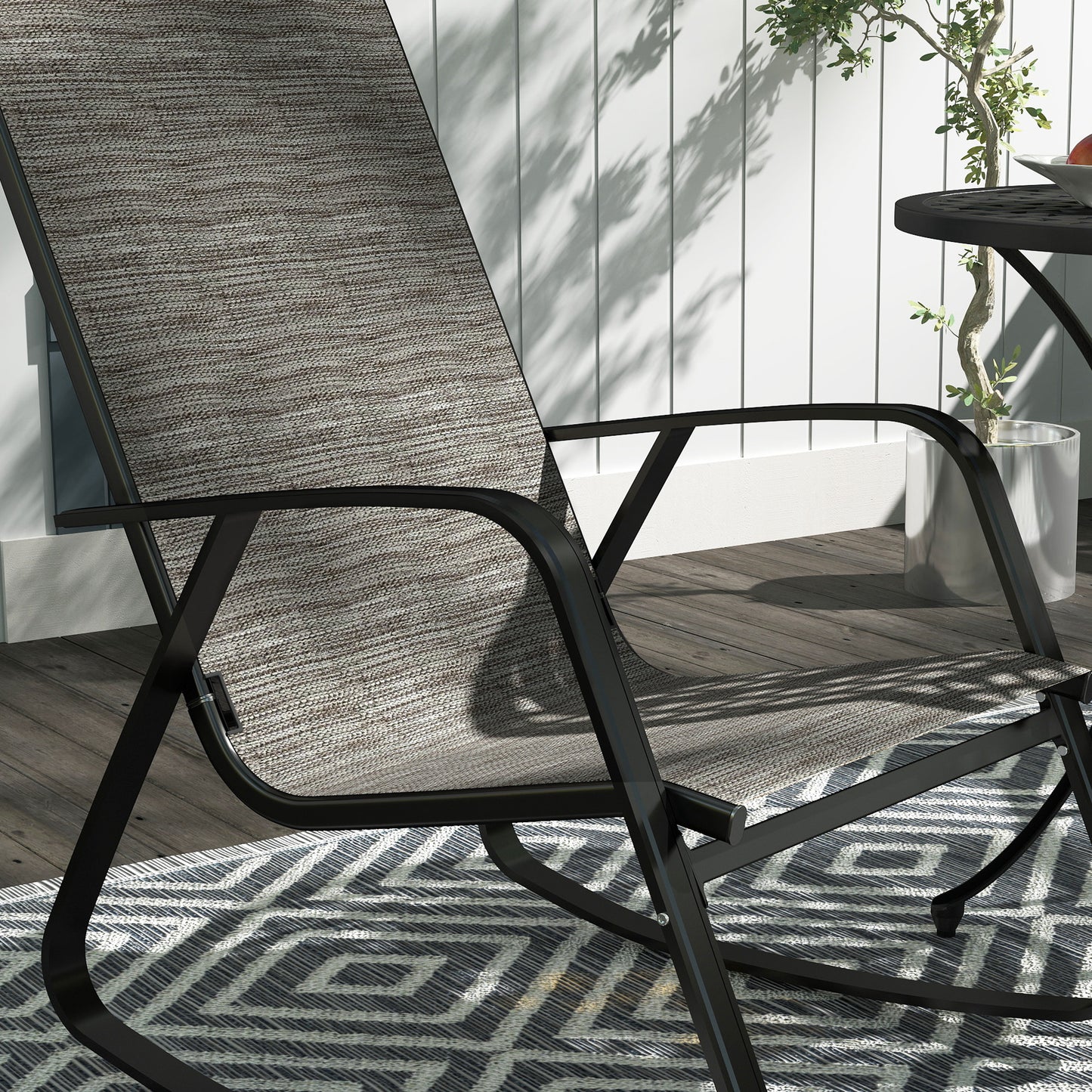 Outsunny Rocking Garden Chair - Light Brown