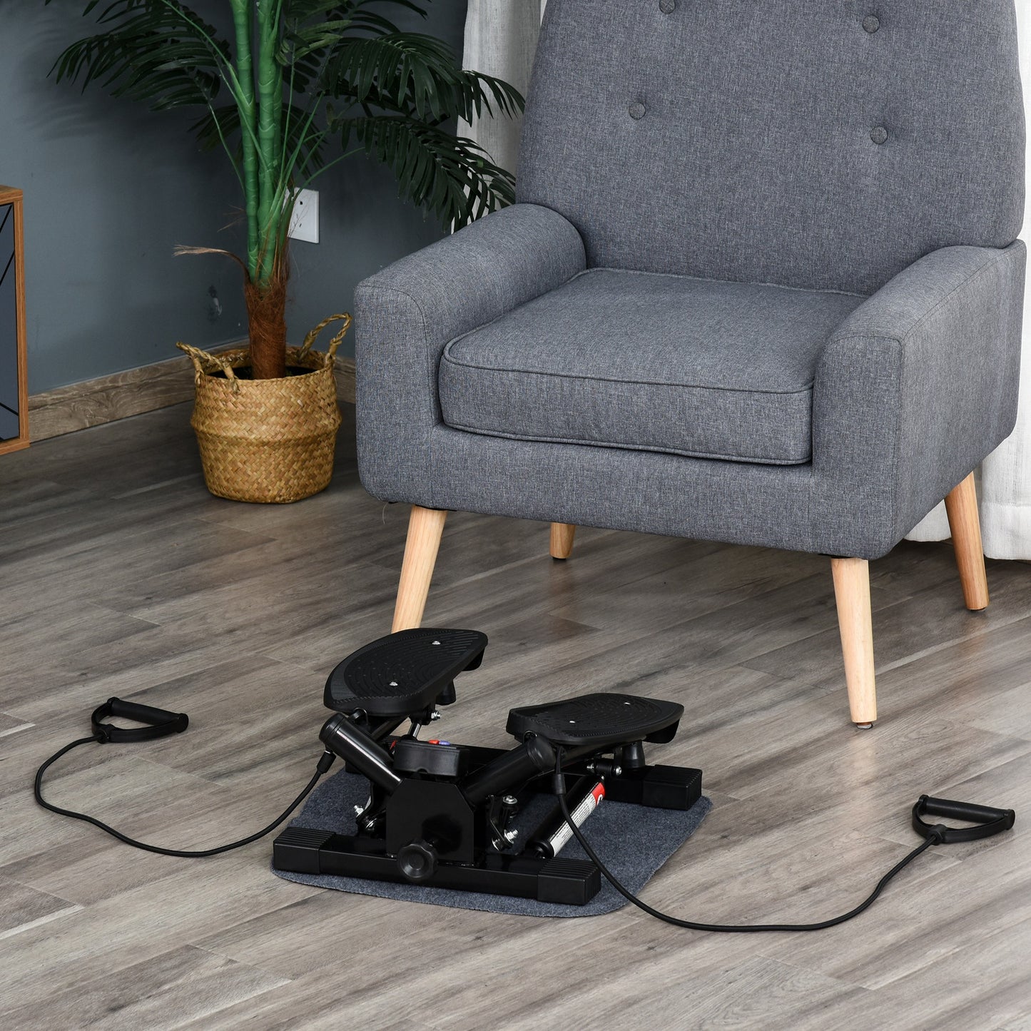 HOMCOM Mini Stepper Exercise Stepper Machine Legs Arms Thigh Toner Toning Machine Workout Training Fitness Stair Steps New Black