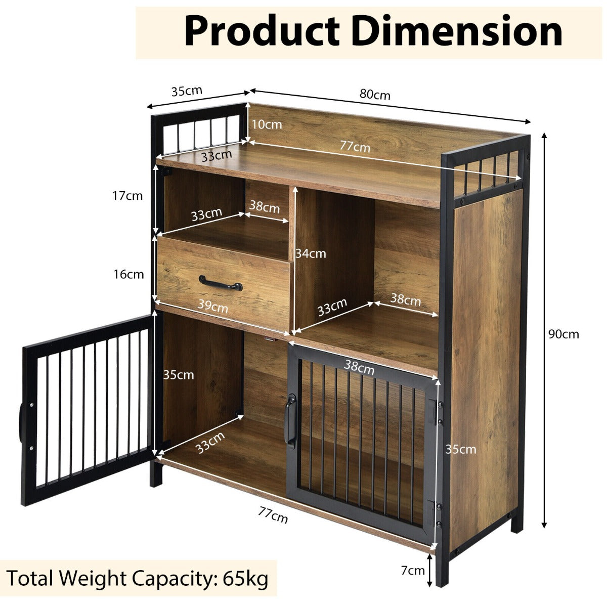 Industrial Freestanding Storage Cabinet with 2 Door Cabinets-1-Tier